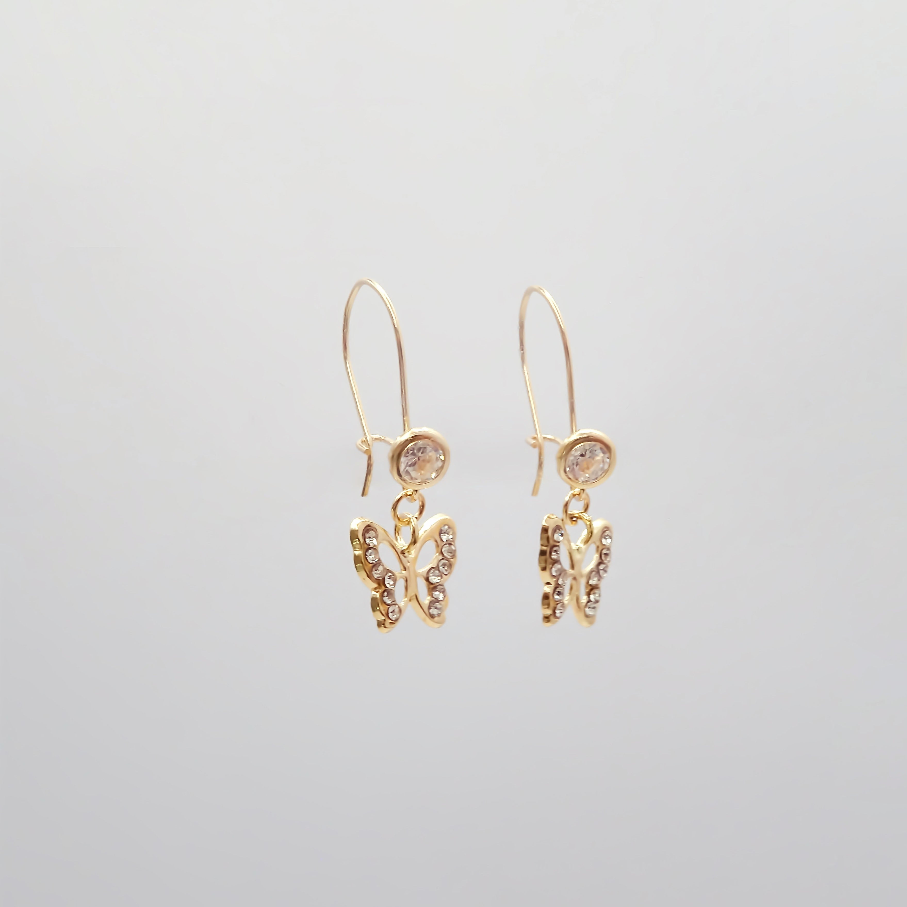 Amor Eterno - Broqueles Arillo Mariposa / Oro Sólido 10k