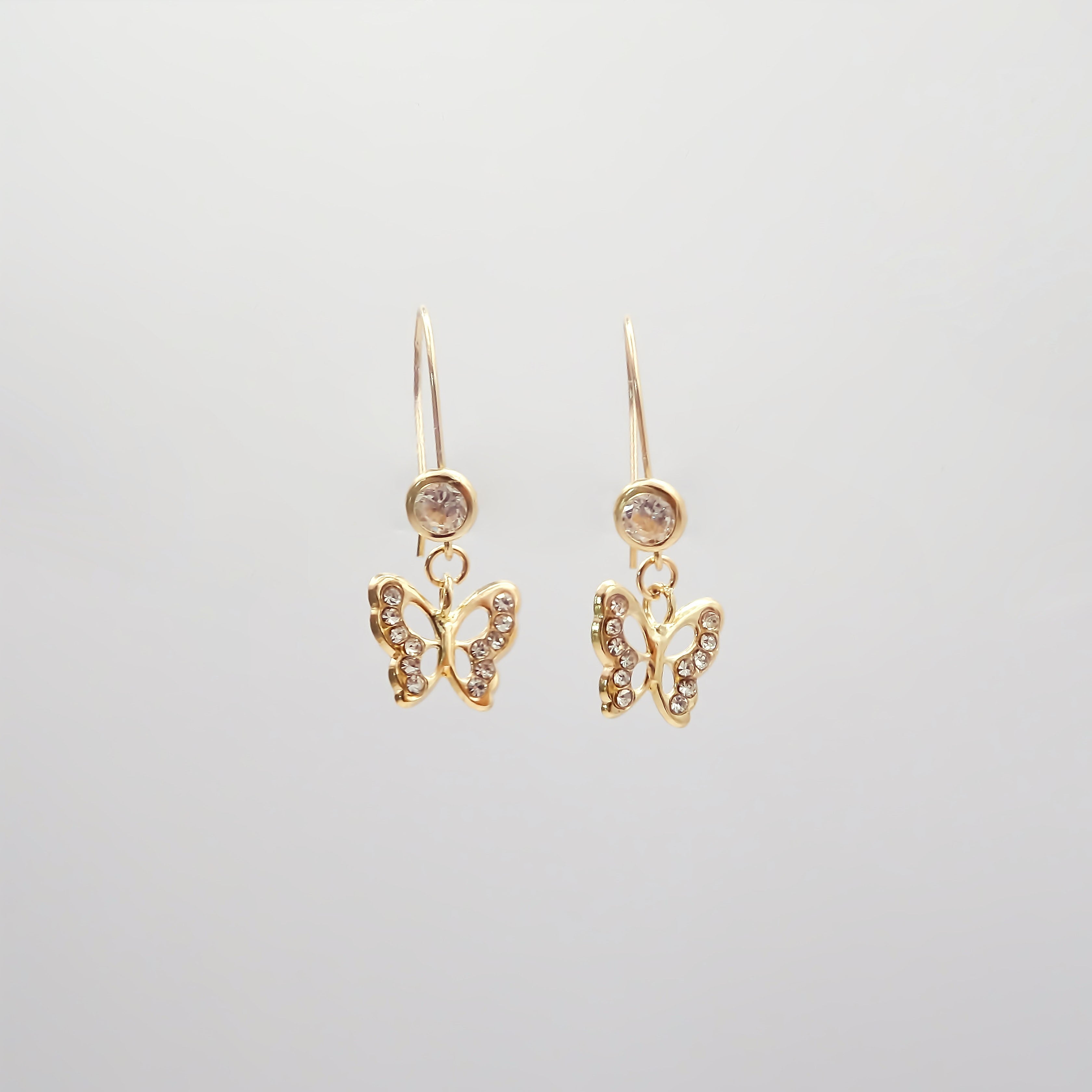 Amor Eterno - Broqueles Arillo Mariposa / Oro Sólido 10k