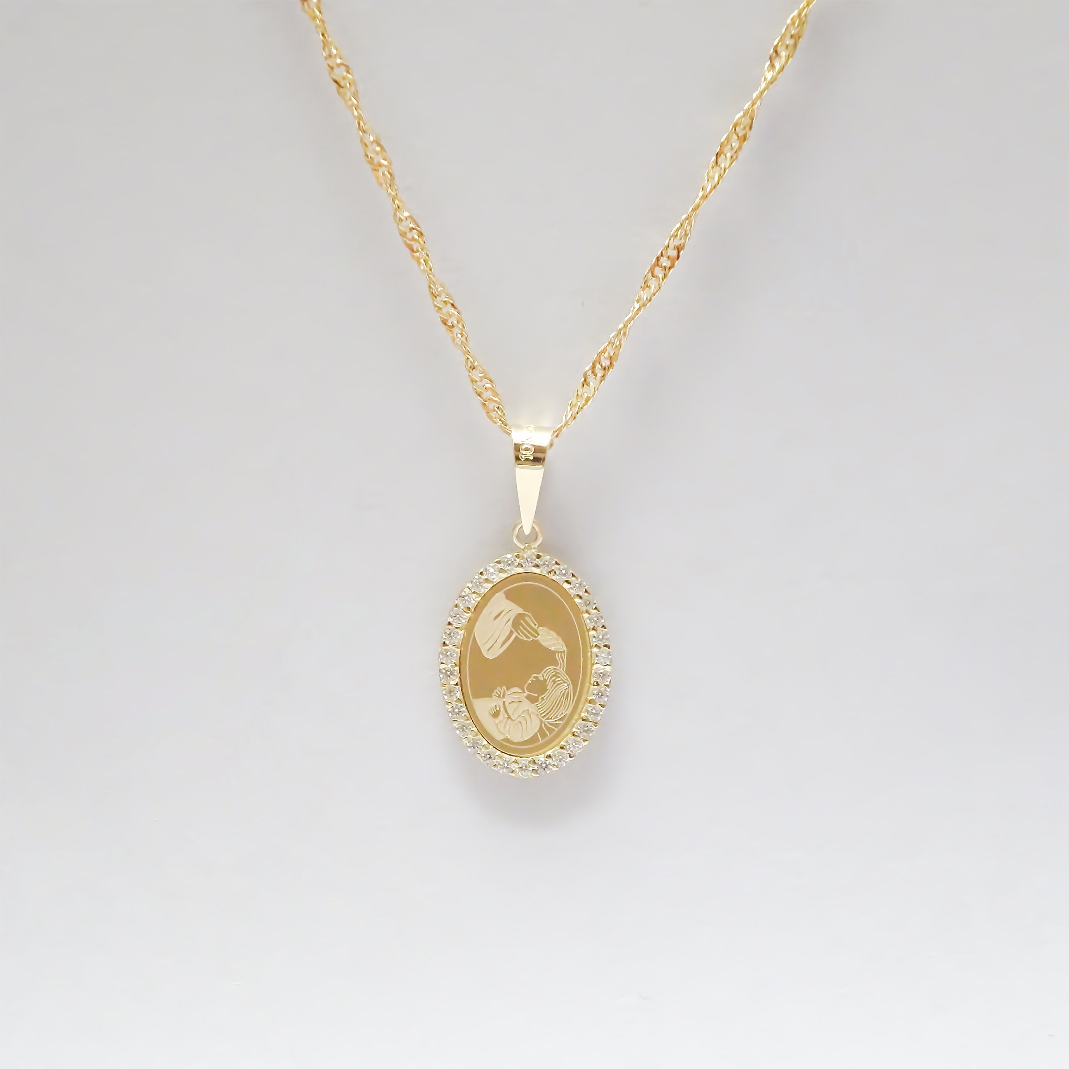 Amor Eterno - Dije Bautizo Destello / Oro Sólido 10k