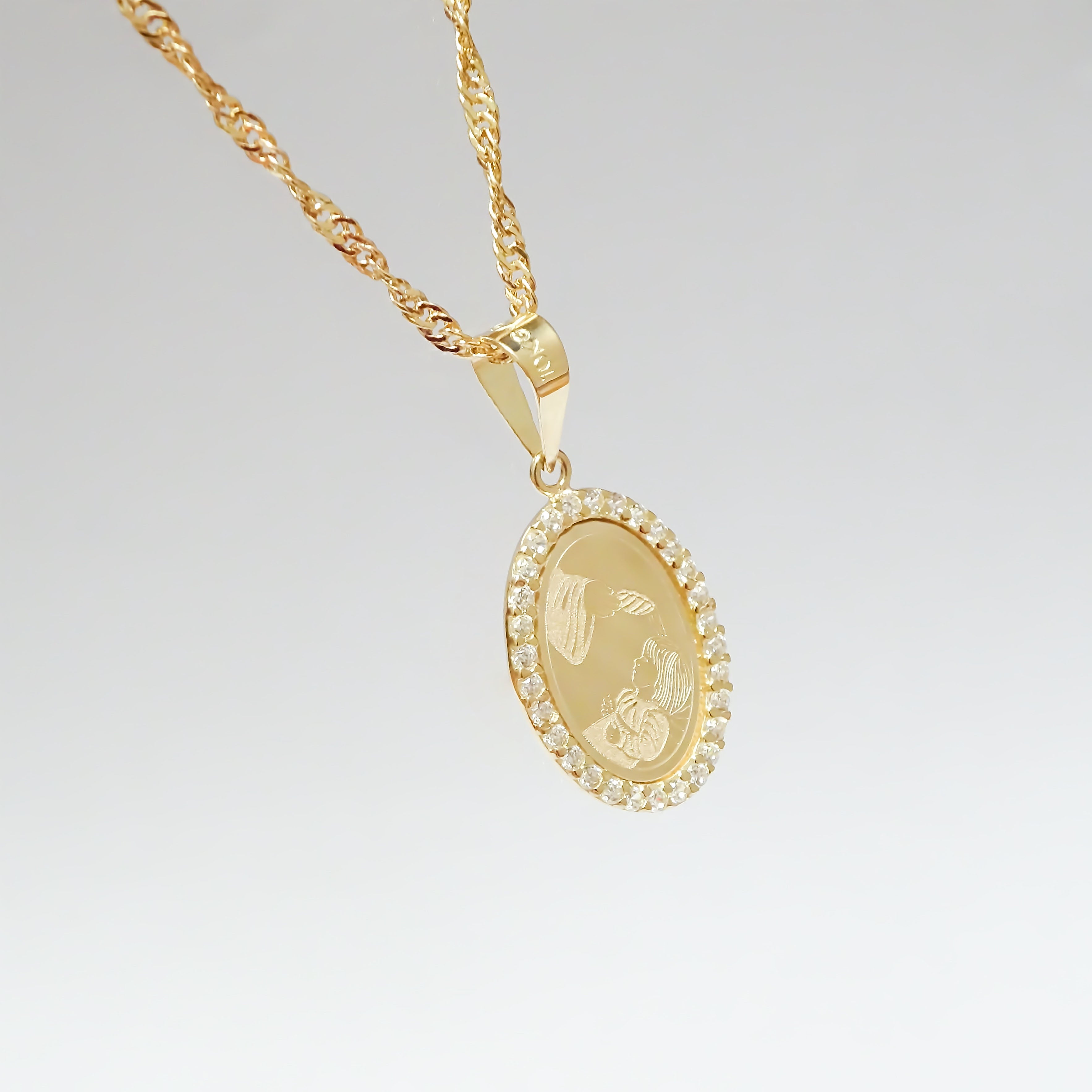 Amor Eterno - Dije Bautizo Destello / Oro Sólido 10k