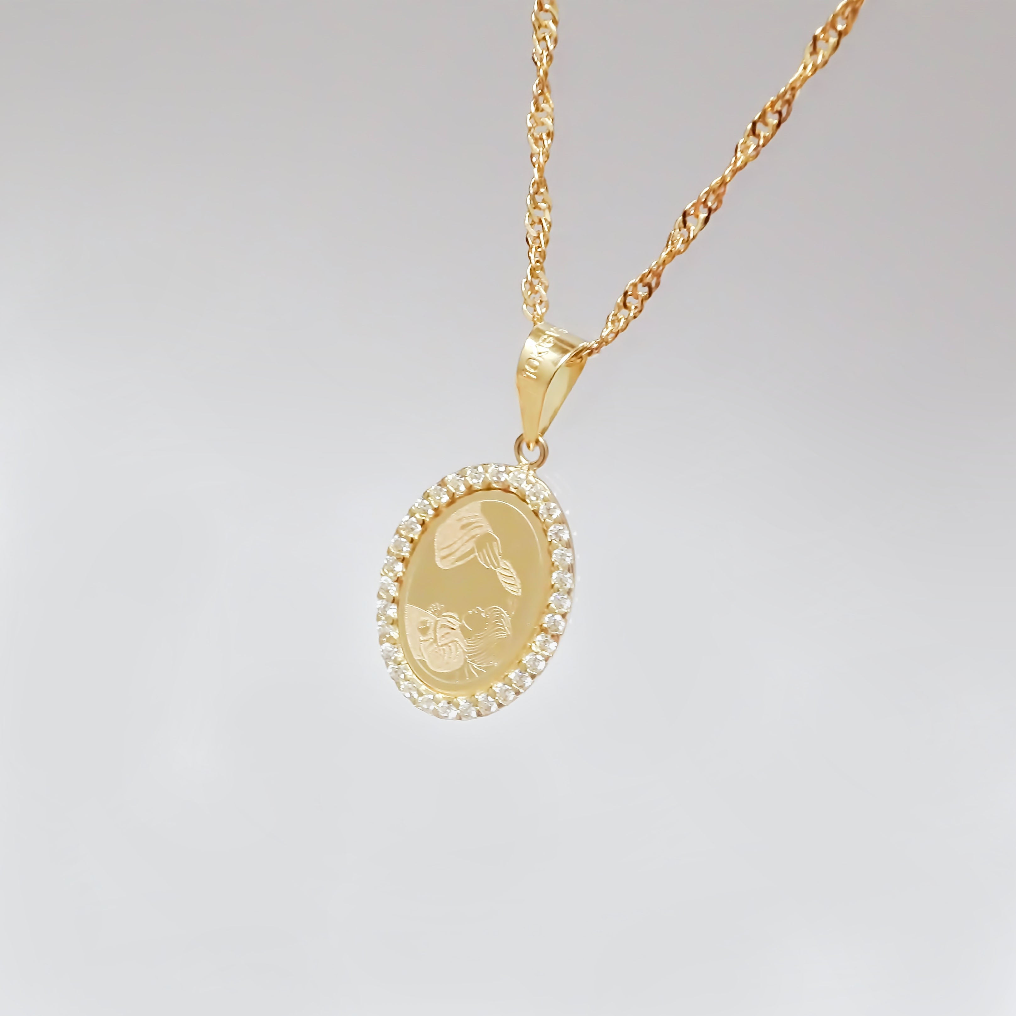 Amor Eterno - Dije Bautizo Destello / Oro Sólido 10k