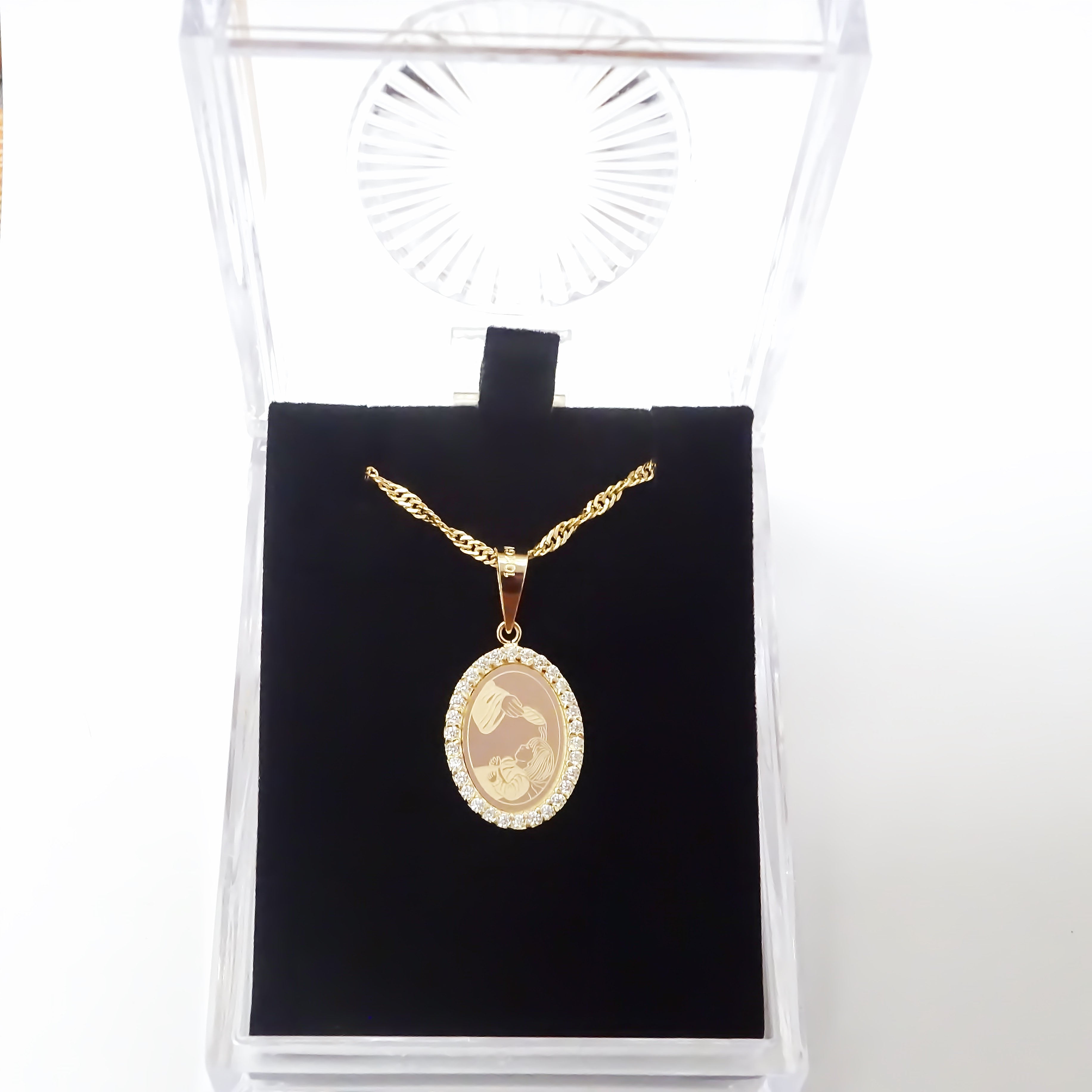 Amor Eterno - Dije Bautizo Destello / Oro Sólido 10k