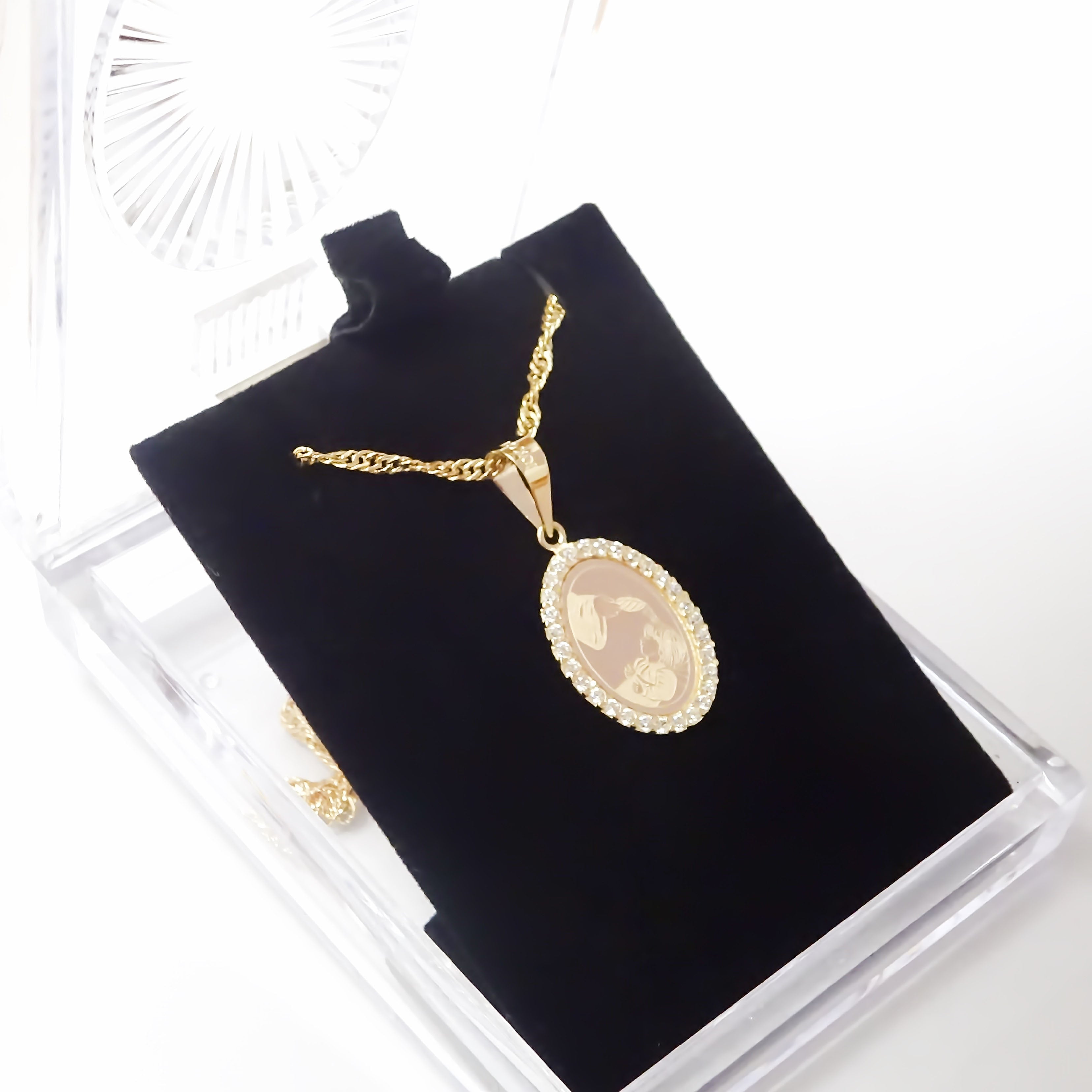 Amor Eterno - Dije Bautizo Destello / Oro Sólido 10k