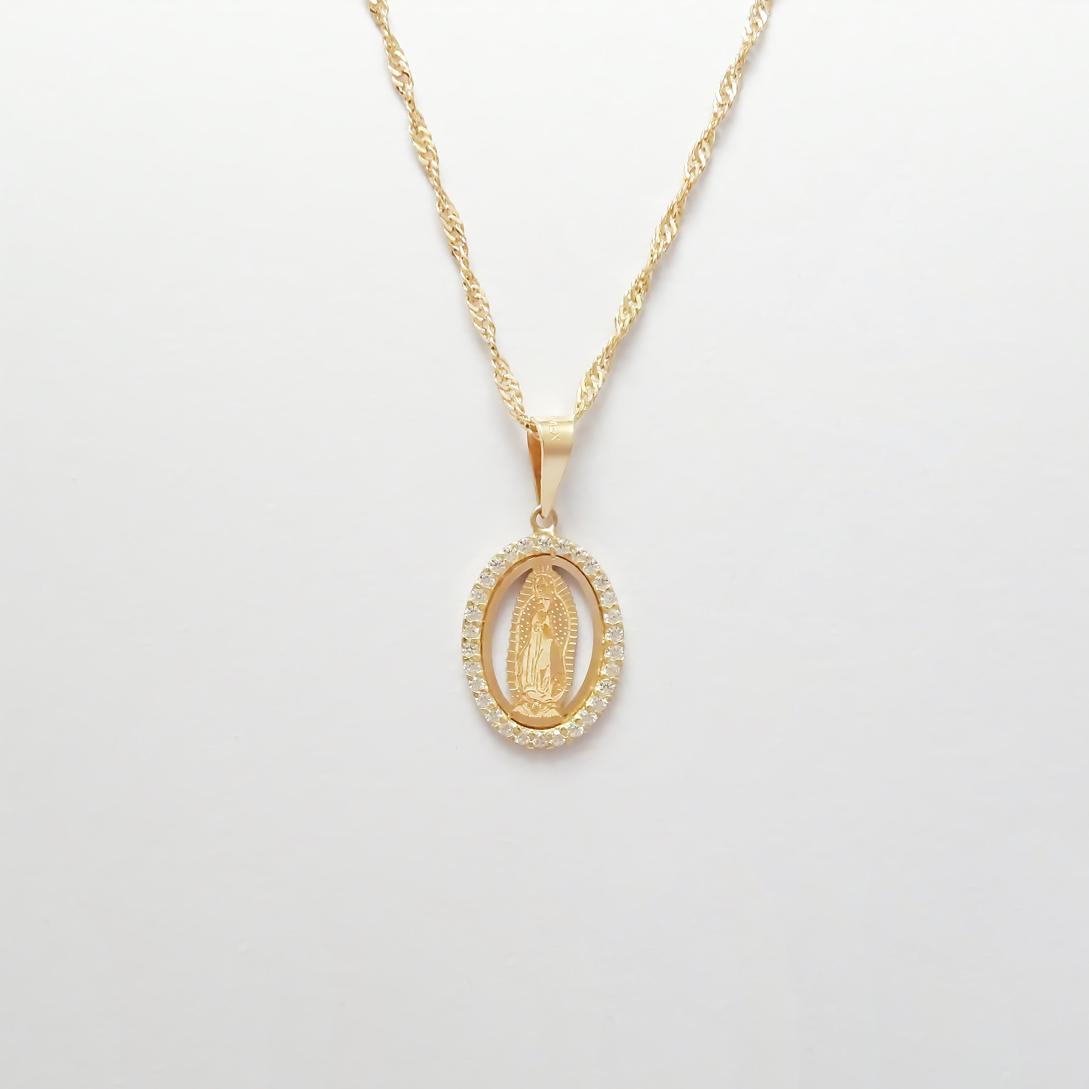 Amor Eterno - Dije Virgen Destello / Oro Sólido 10k