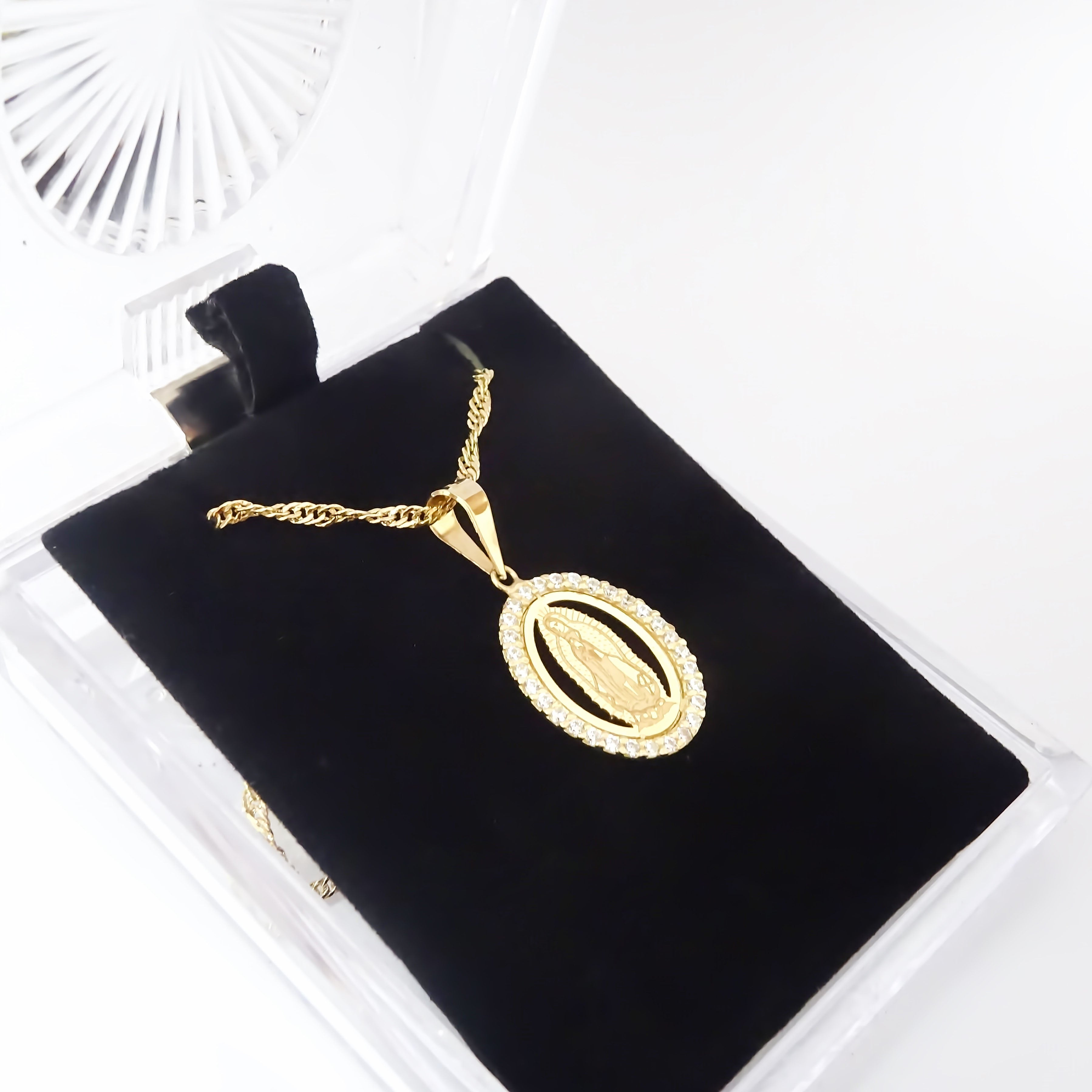 Amor Eterno - Dije Virgen Destello / Oro Sólido 10k