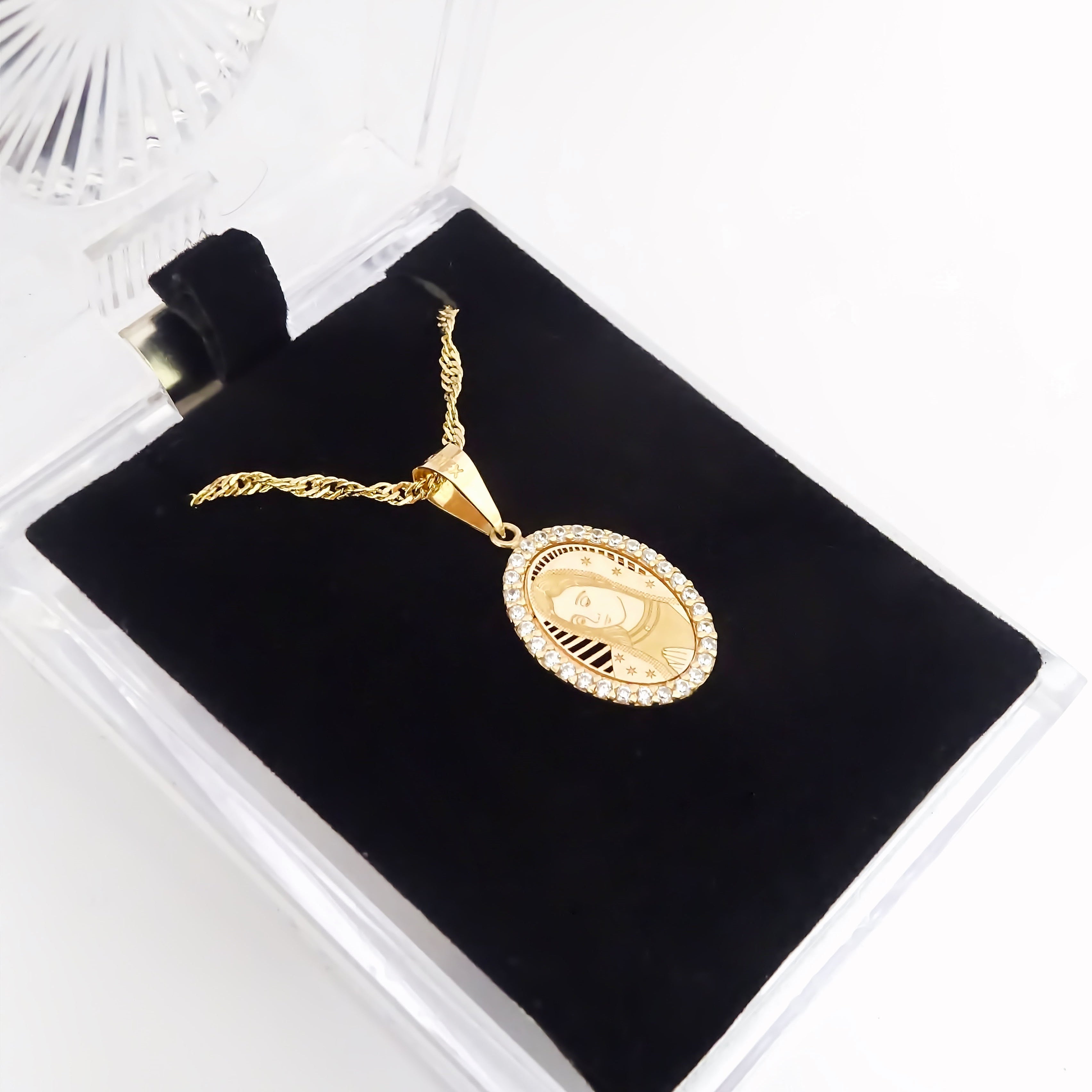 Amor Eterno - Dije Virgen Rostro / Oro Sólido 10k