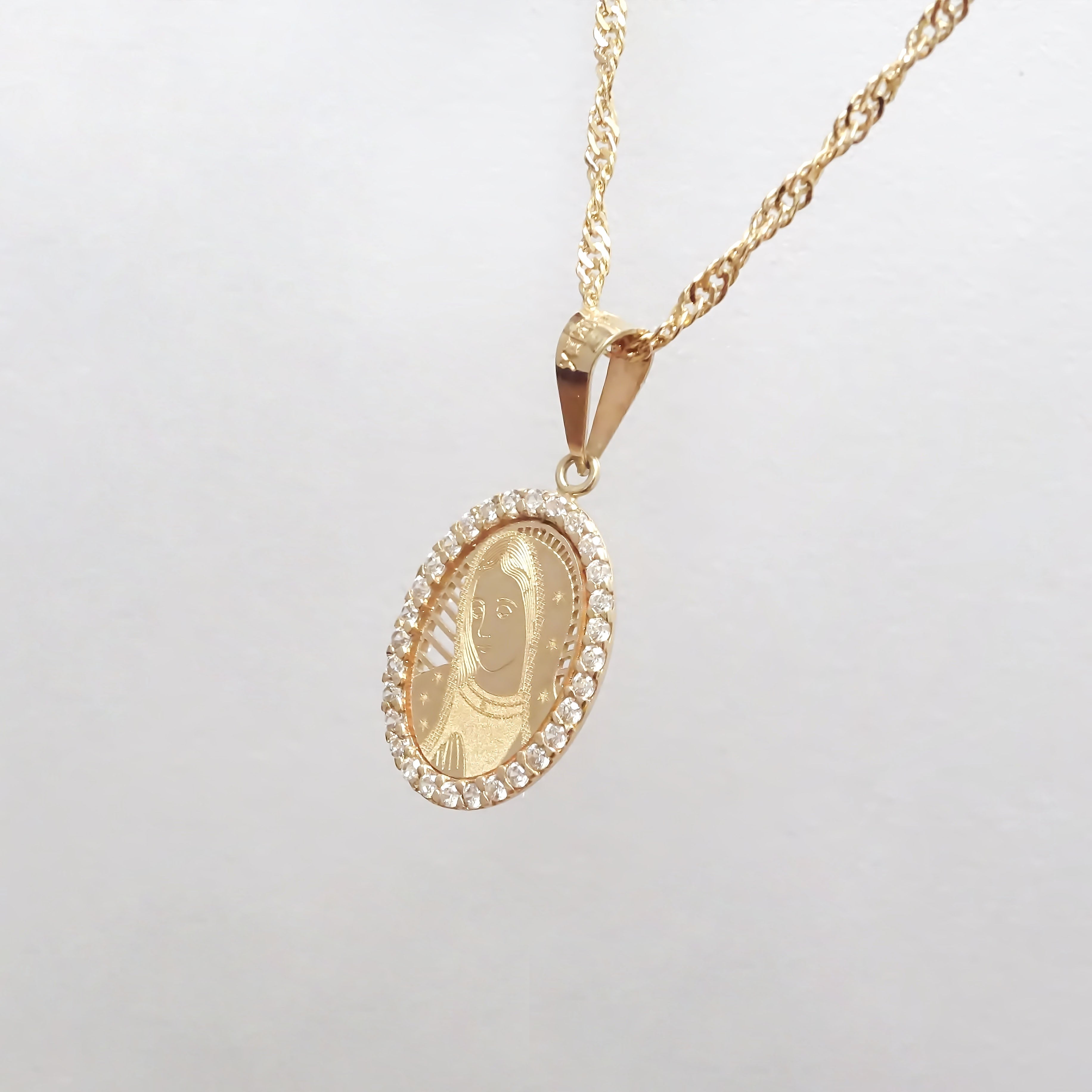 Amor Eterno - Dije Virgen Rostro / Oro Sólido 10k