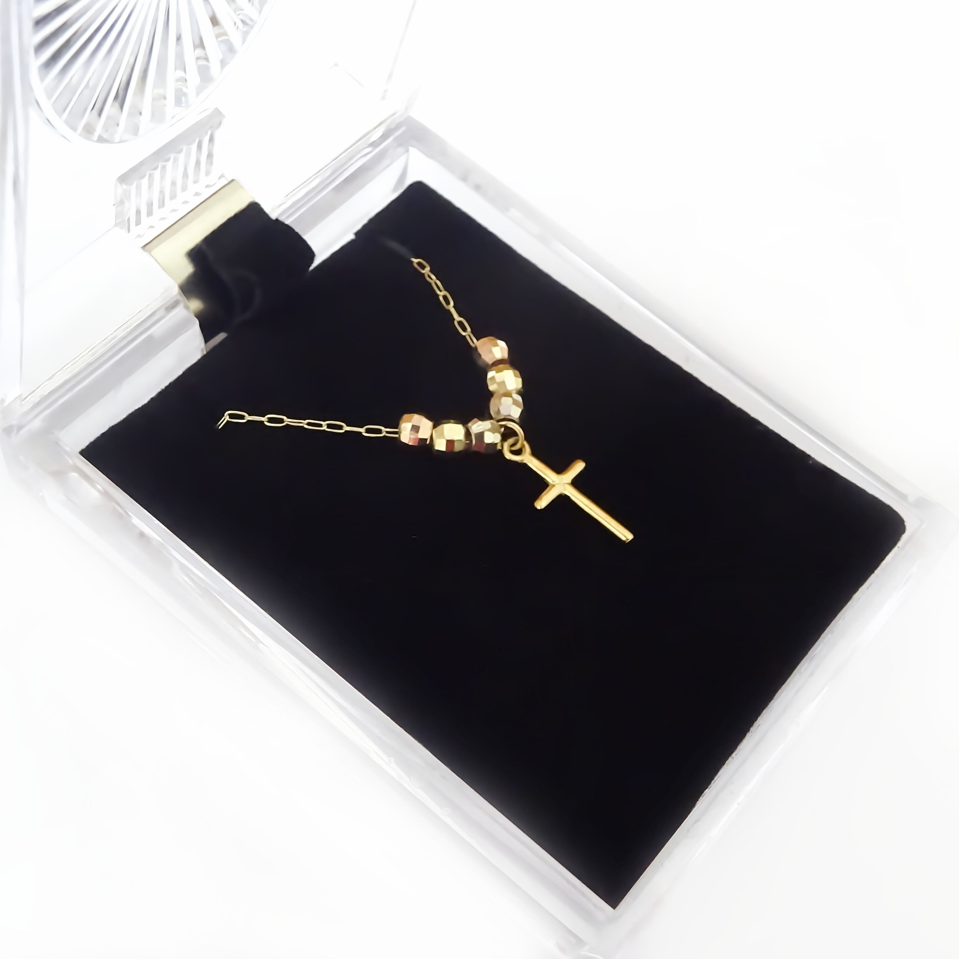 Amor Eterno - Gargantilla Cruz 3 Oros / Oro Sólido 10k