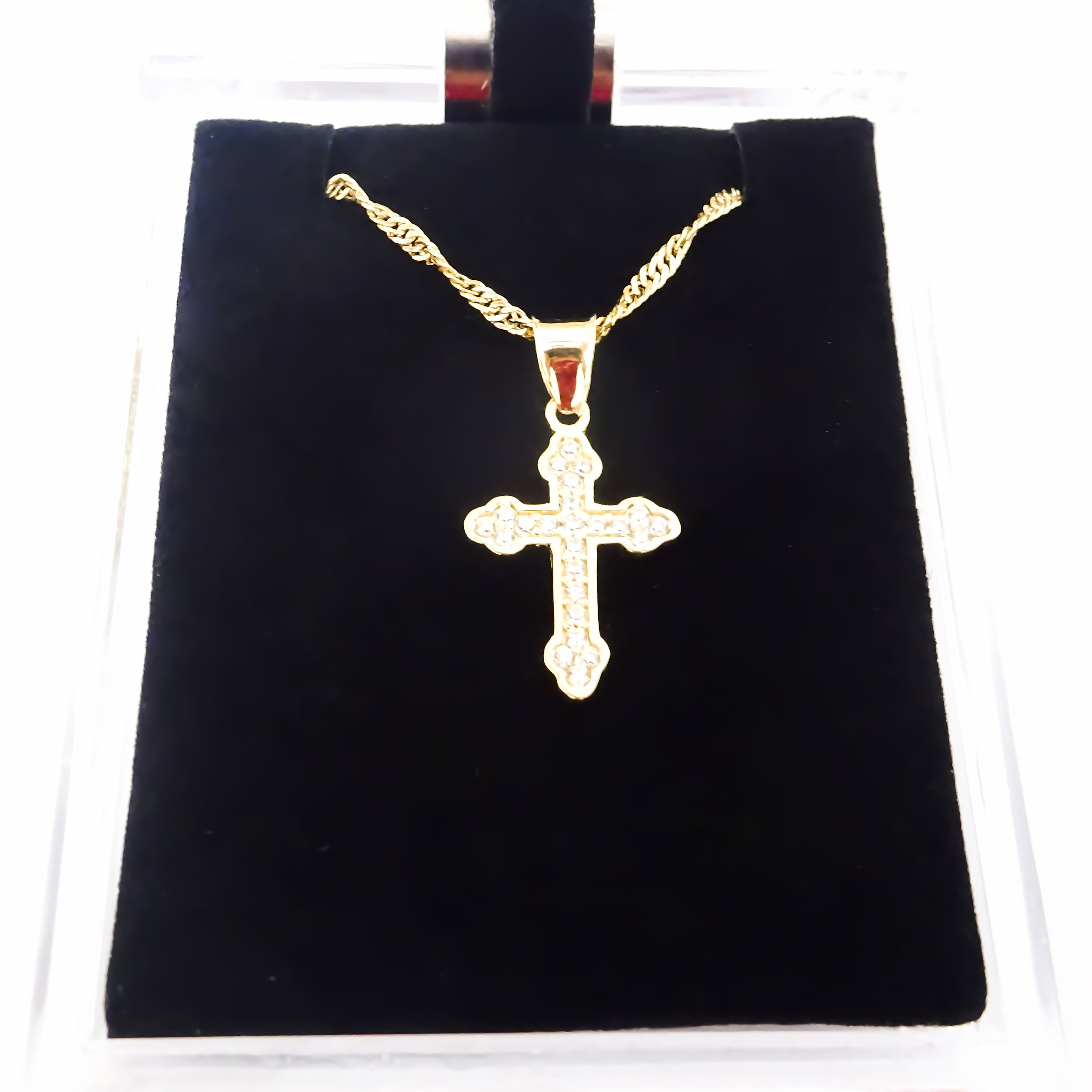 Amor Eterno - Dije Cruz Diamantes / Oro Sólido 10k