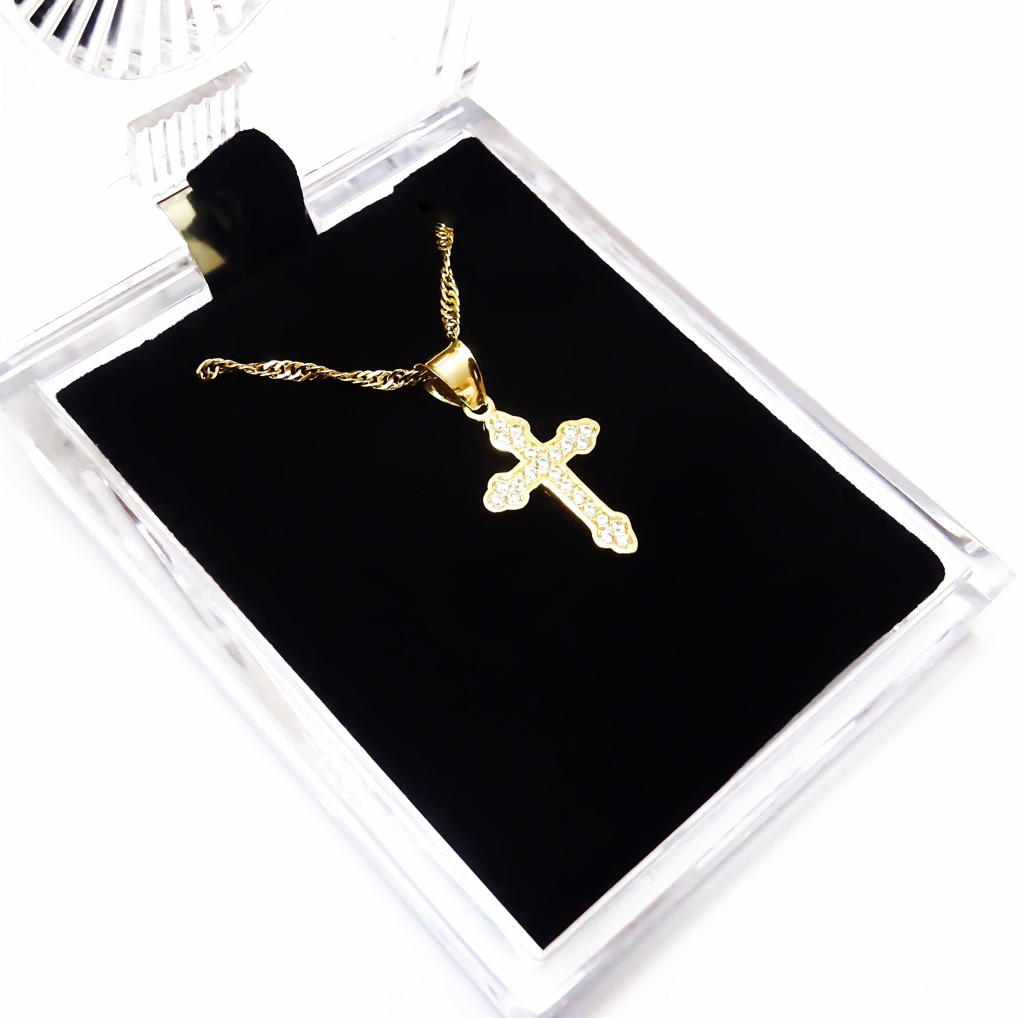 Amor Eterno - Dije Cruz Diamantes / Oro Sólido 10k