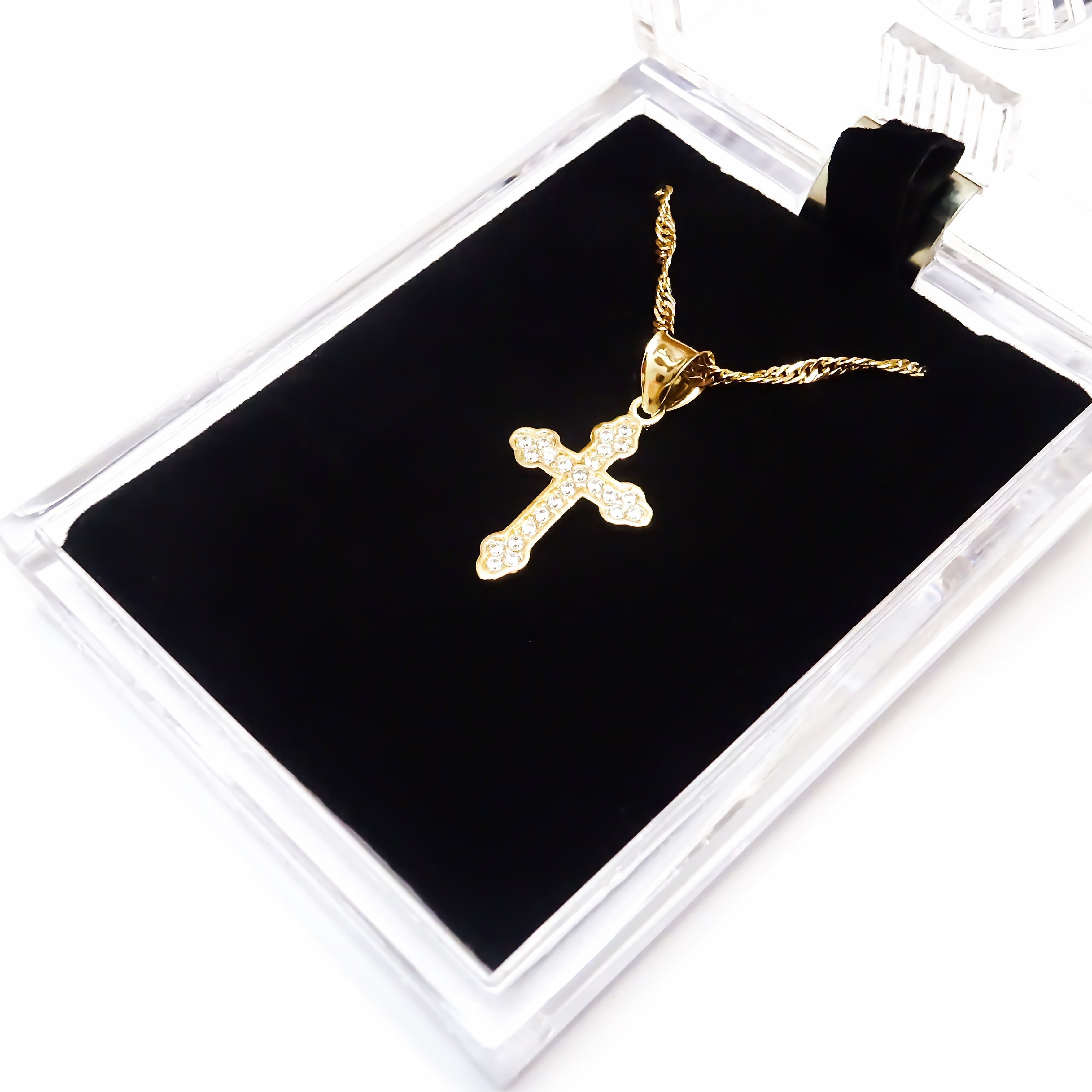 Amor Eterno - Dije Cruz Diamantes / Oro Sólido 10k