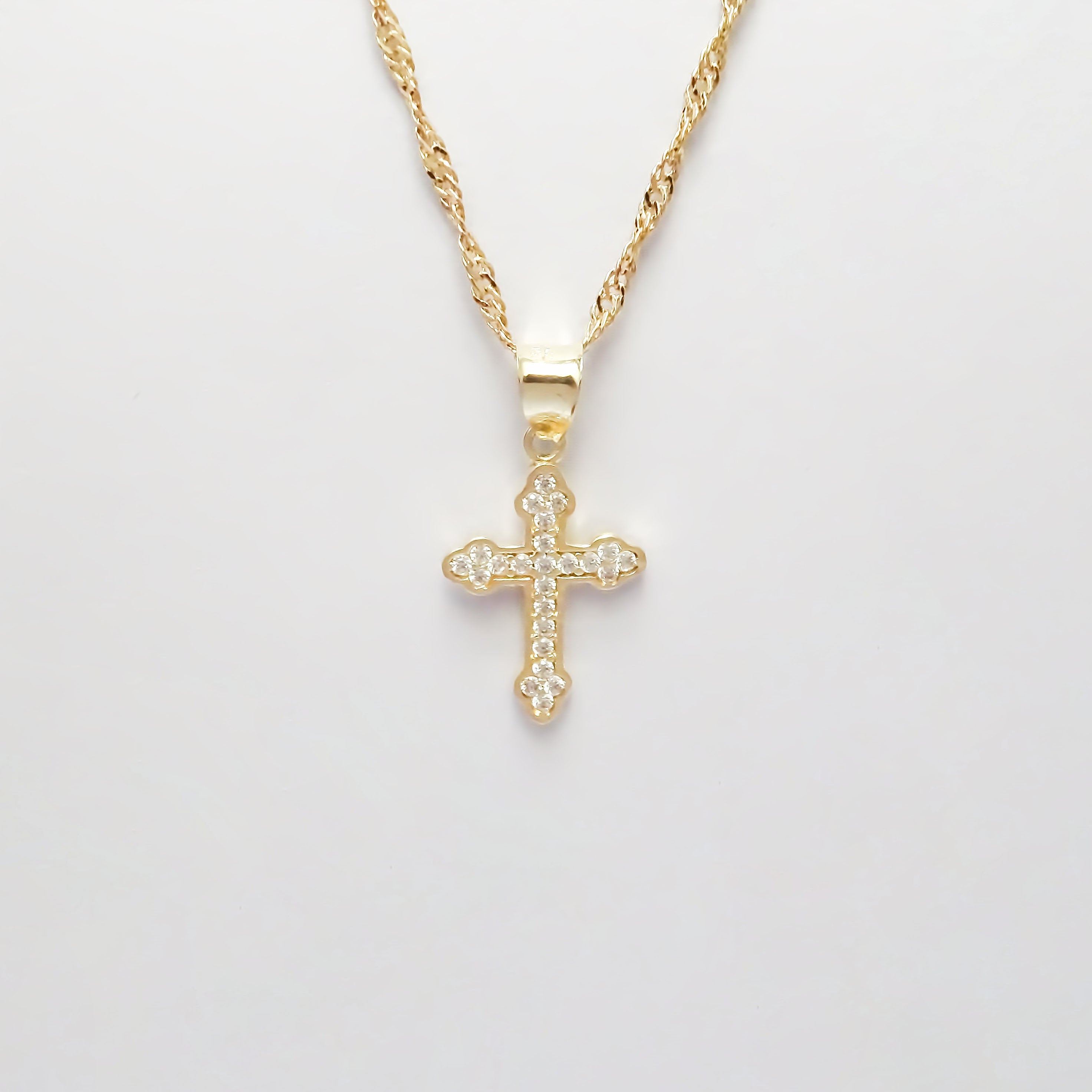 Amor Eterno - Dije Cruz Diamantes / Oro Sólido 10k