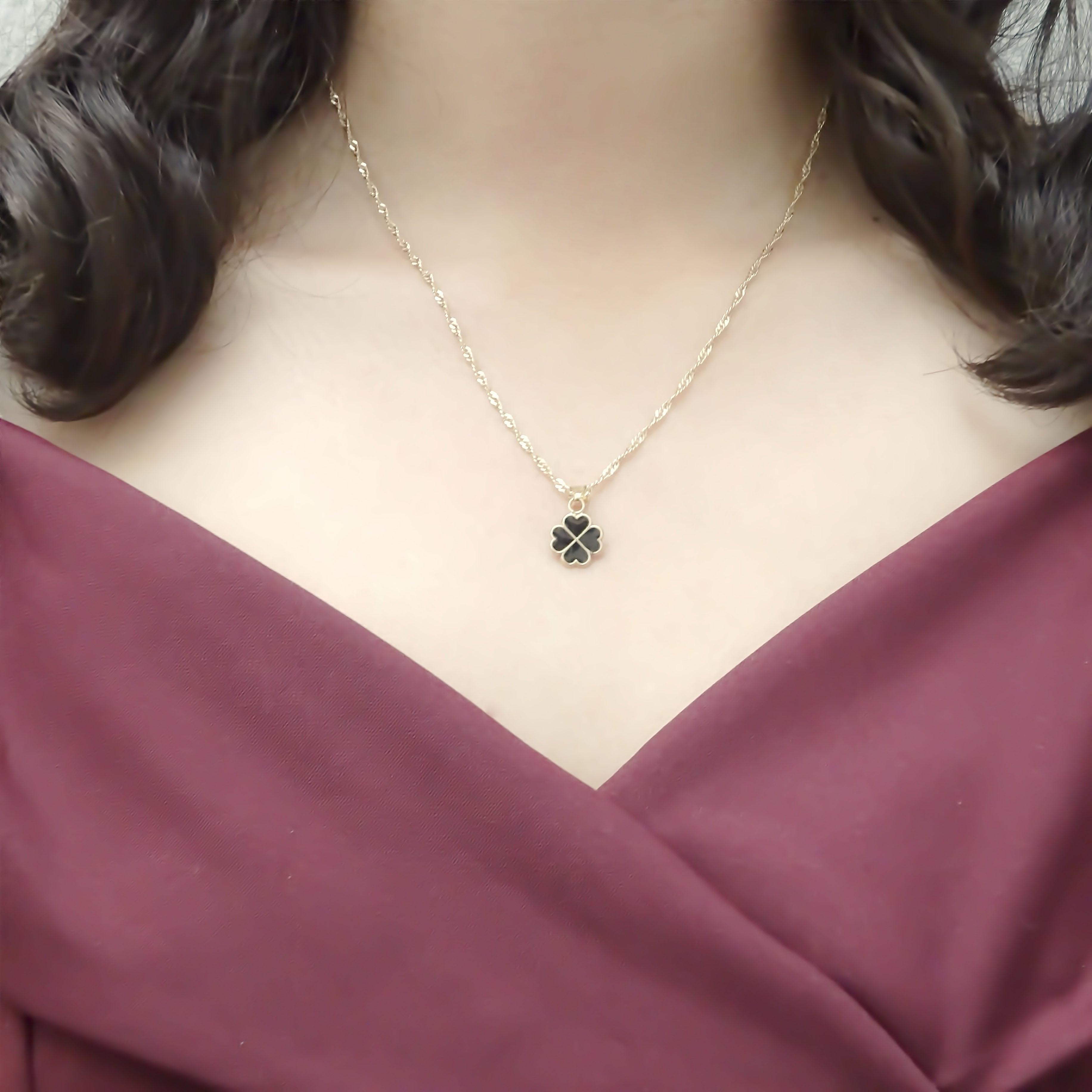 Amor Eterno - Dije Trébol 4 Hojas / Oro Sólido 10k