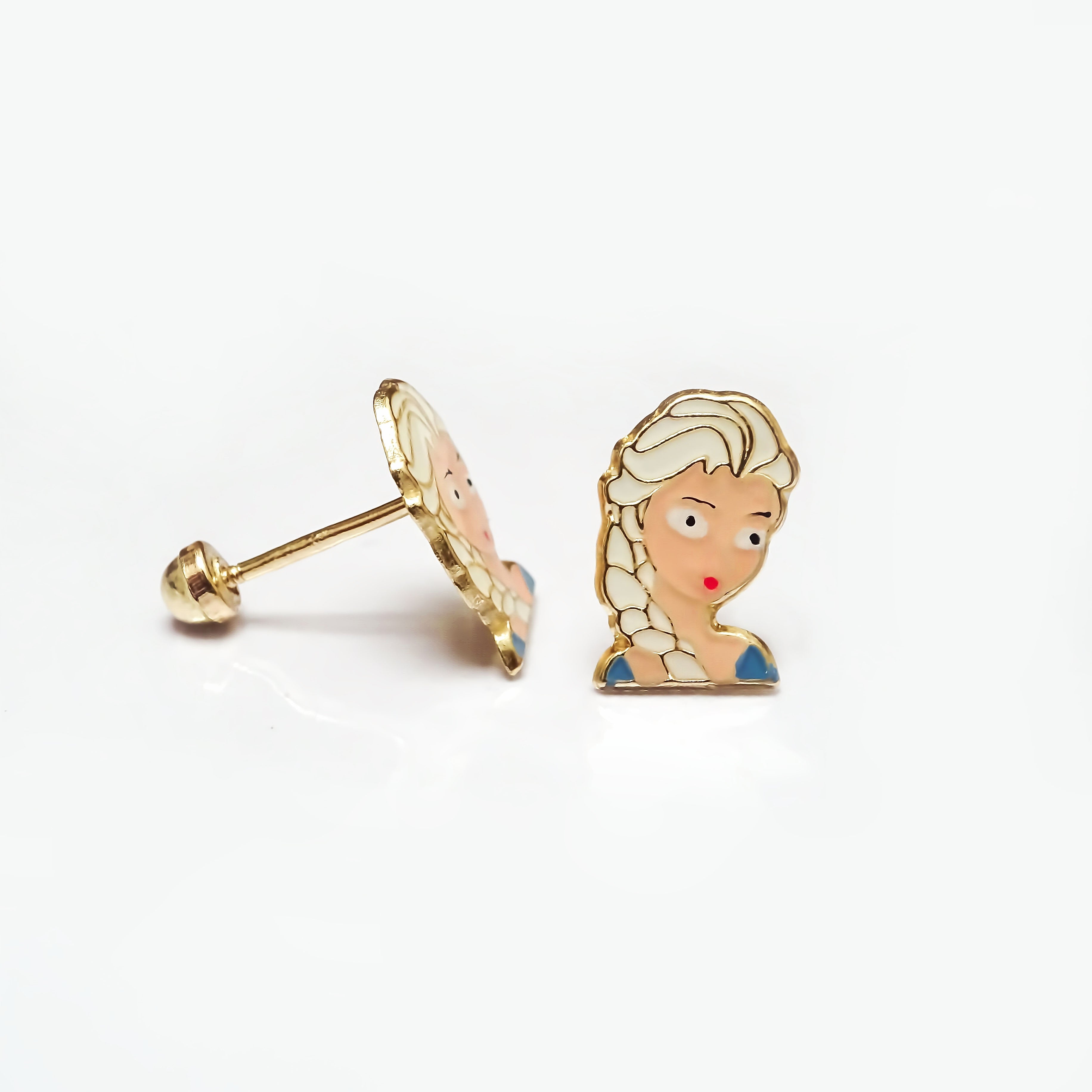 Amor Eterno - Broqueles Elsa Frozen / Aretes Oro 10k