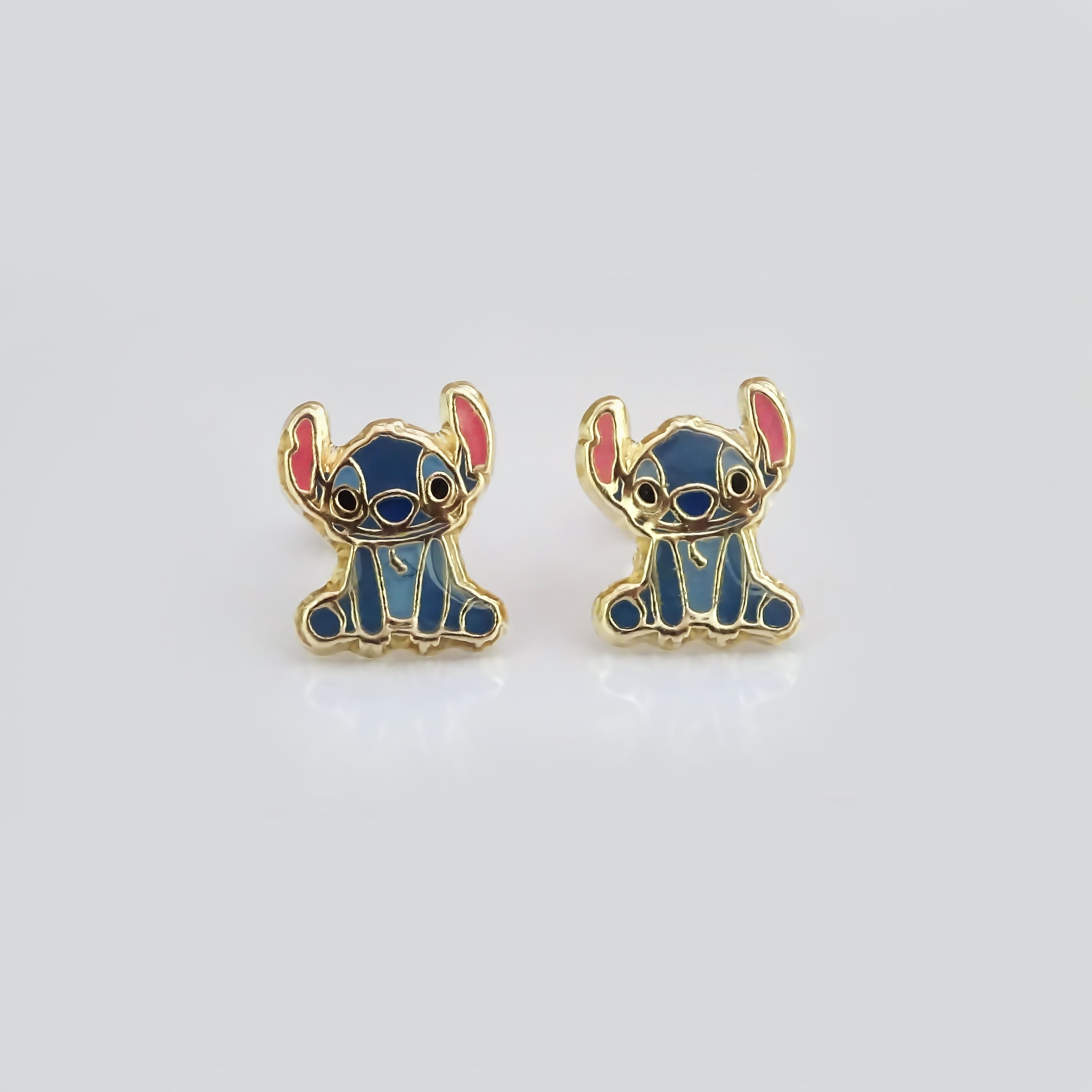 Amor Eterno - Broqueles Stich Sentado / Aretes Oro 10k