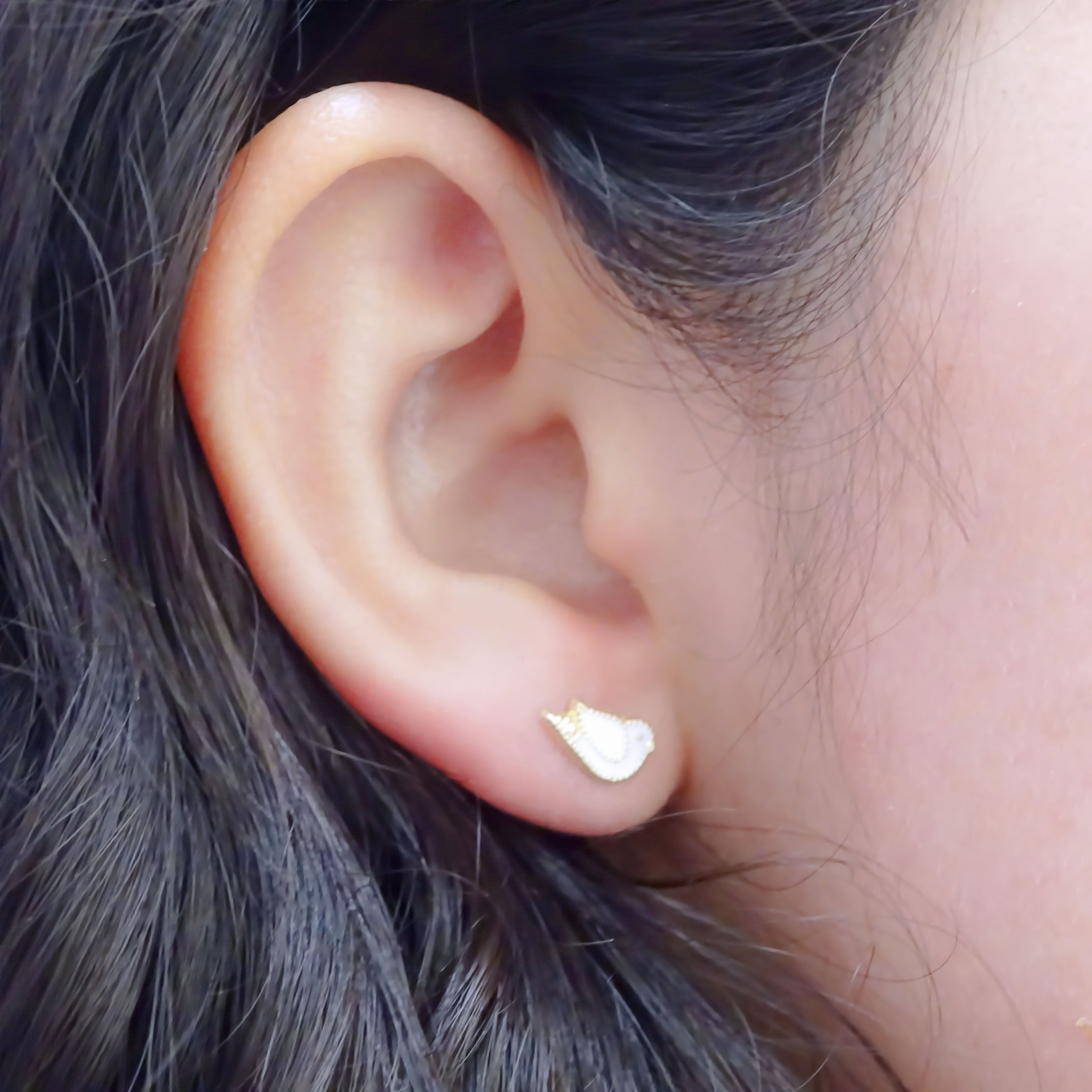 Amor Eterno - Broqueles Palomita Blanca / Aretes Oro 10k
