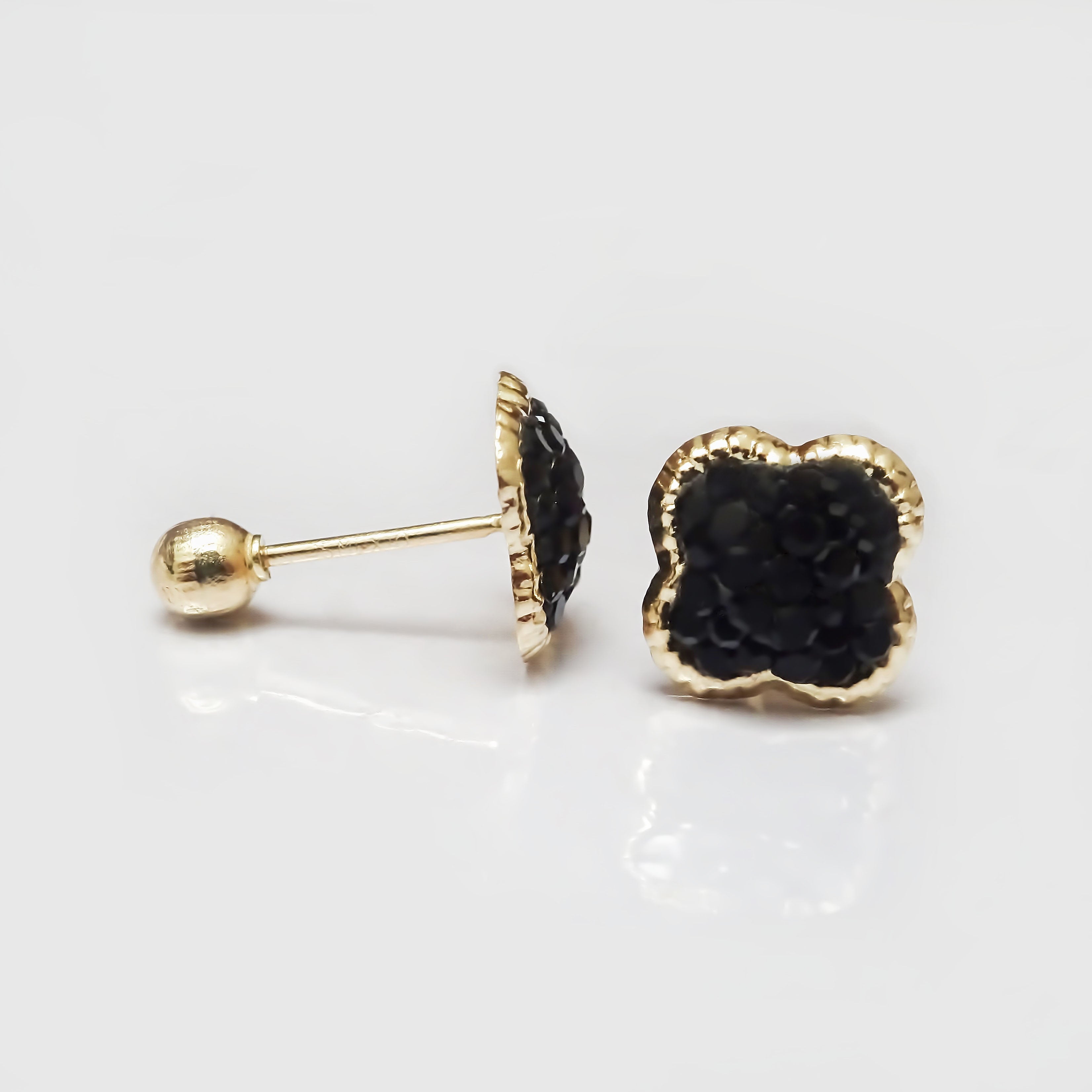 Amor Eterno - Broqueles Trébol Tapiz / Oro Sólido 10k