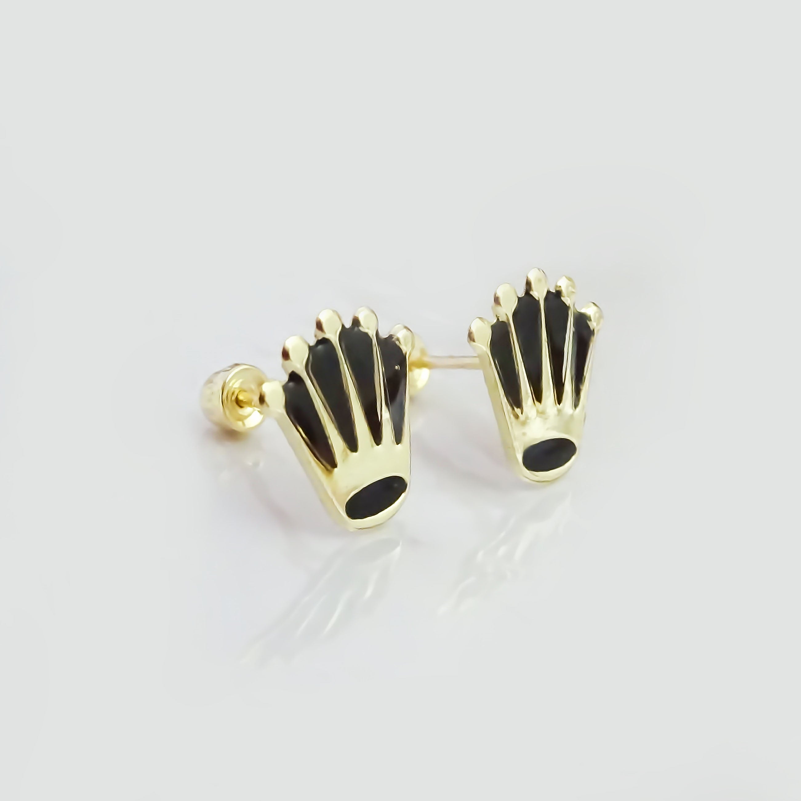 Amor Eterno - Broqueles Corona Esmaltada / Aretes / Oro 10k