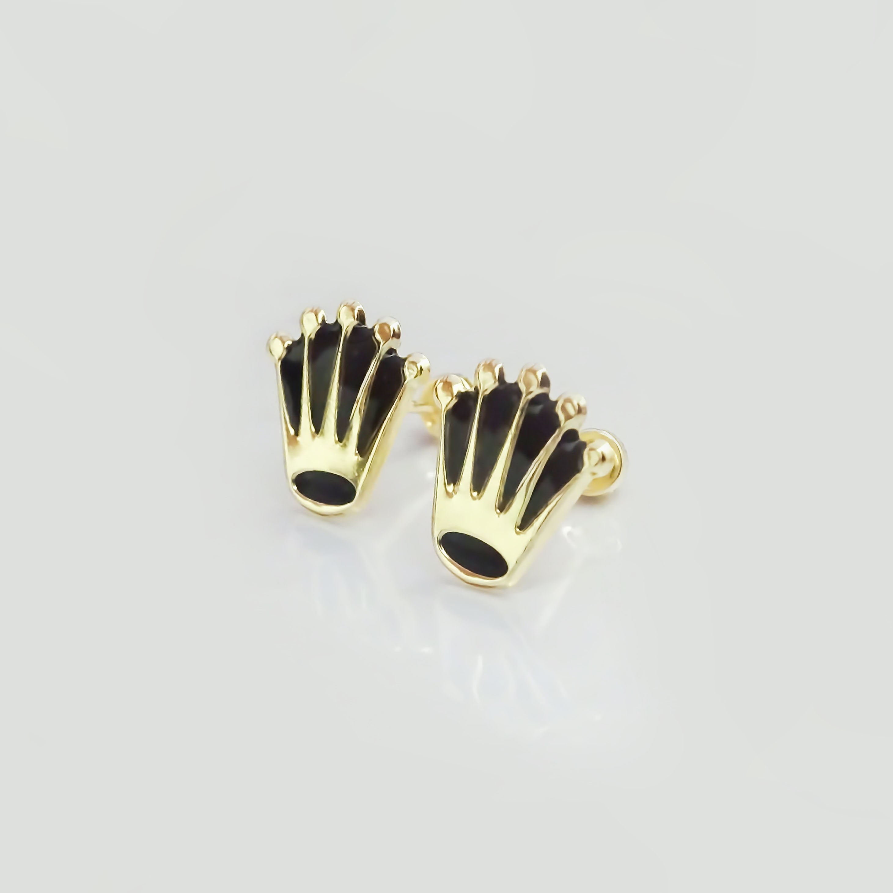 Amor Eterno - Broqueles Corona Esmaltada / Aretes / Oro 10k