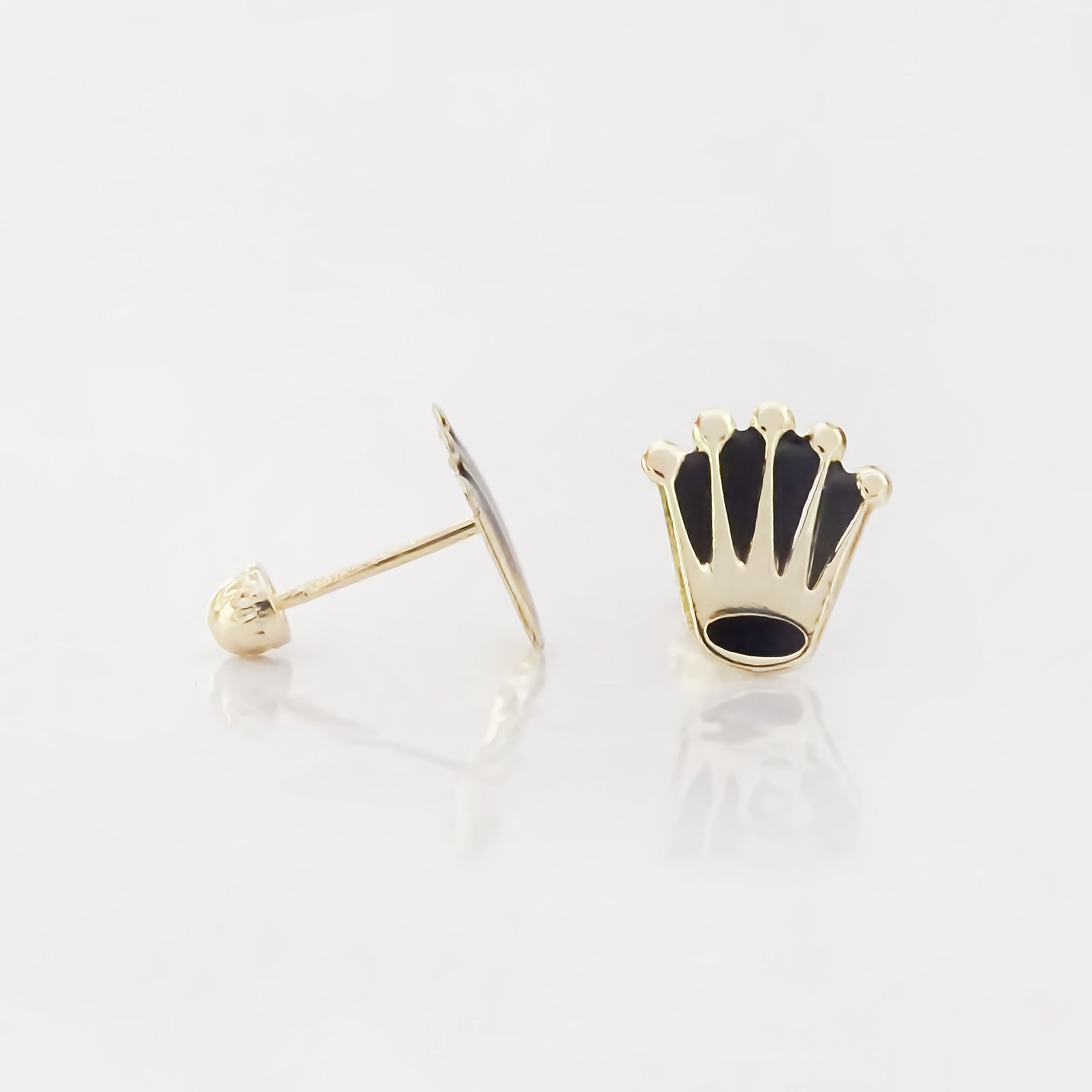 Amor Eterno - Broqueles Corona Esmaltada / Aretes / Oro 10k