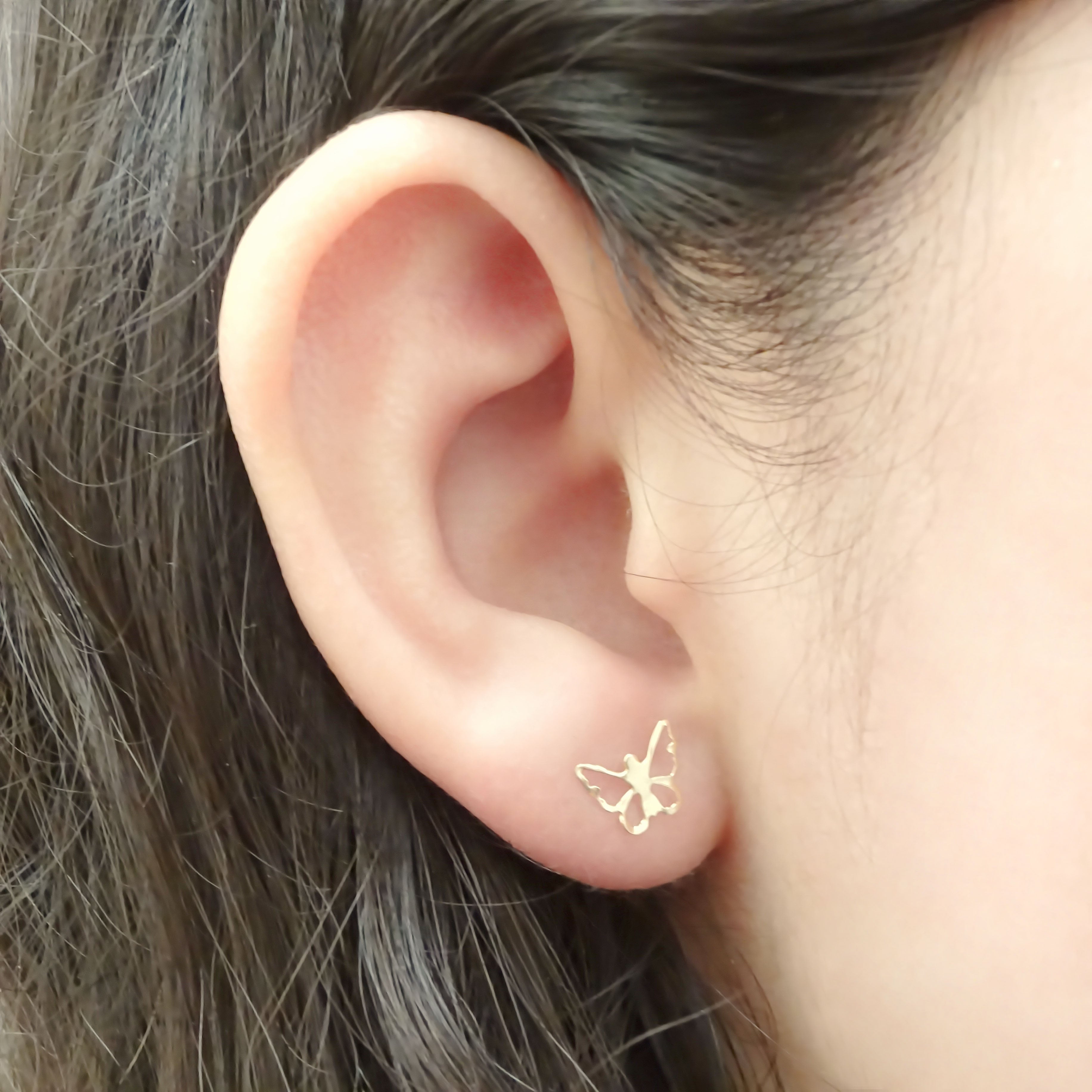 Amor Eterno - Broqueles / Mariposa Ángel / Aretes Oro 10k