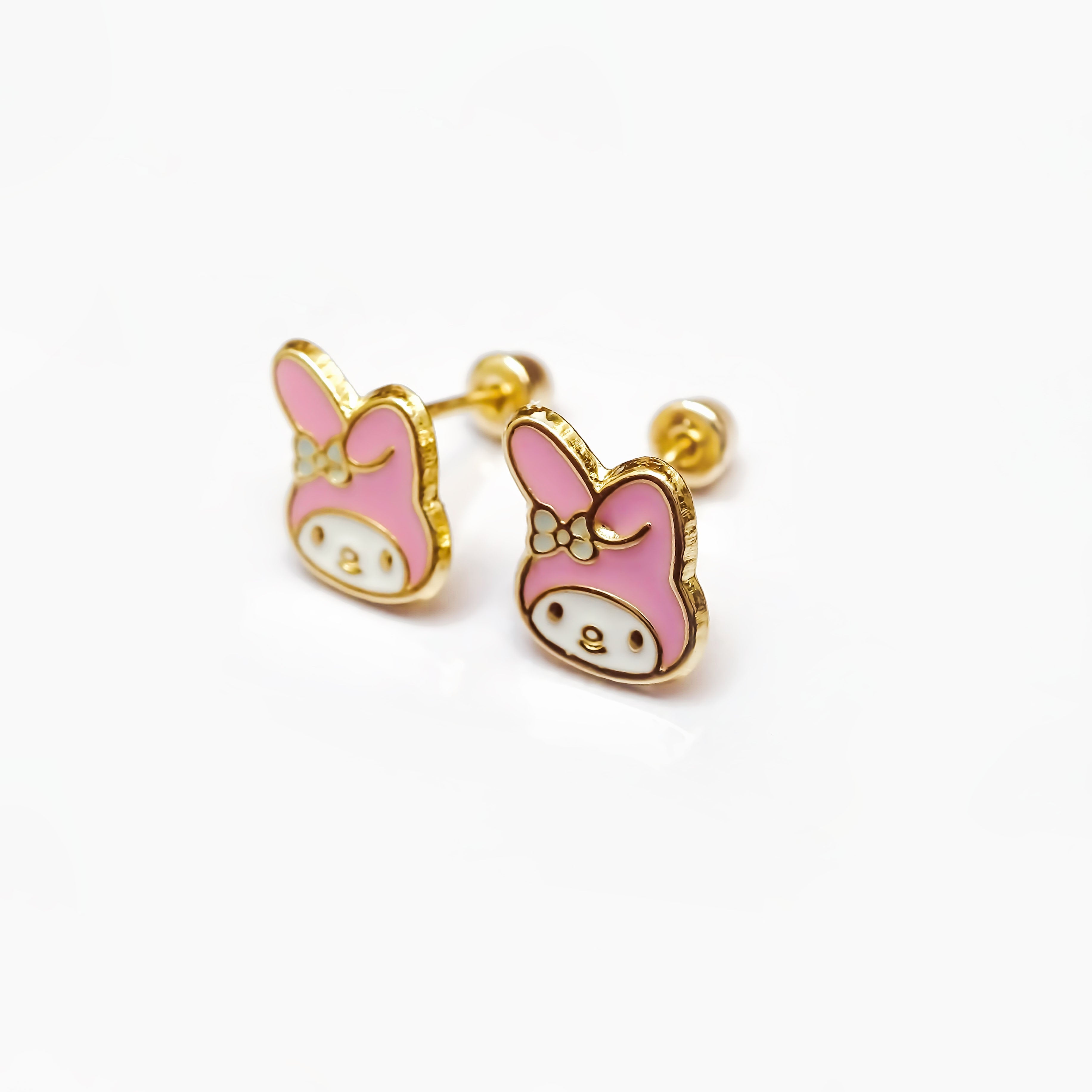 Amor Eterno - Broqueles My Melody Esmaltada / Aretes Oro 10k