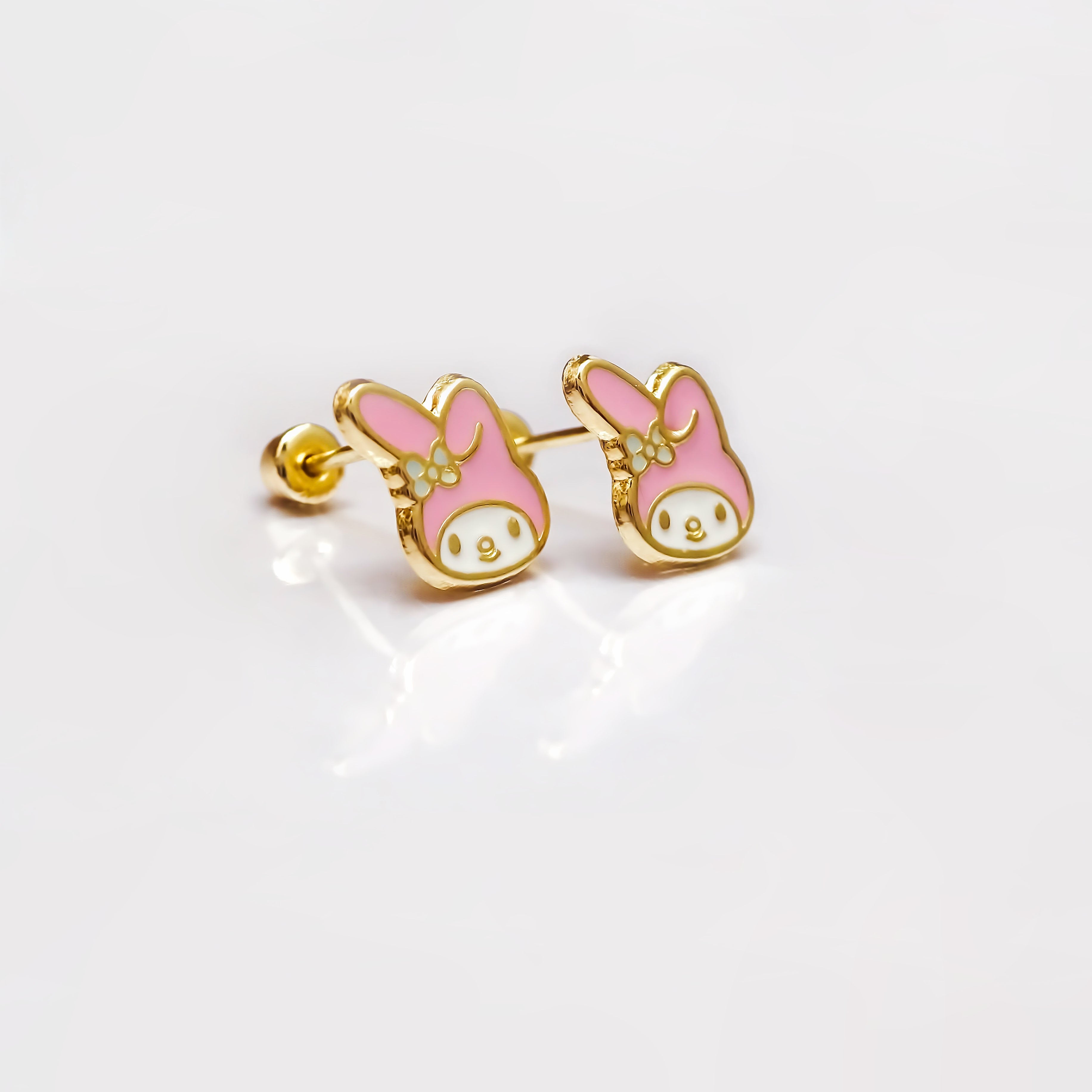 Amor Eterno - Broqueles My Melody Esmaltada / Aretes Oro 10k