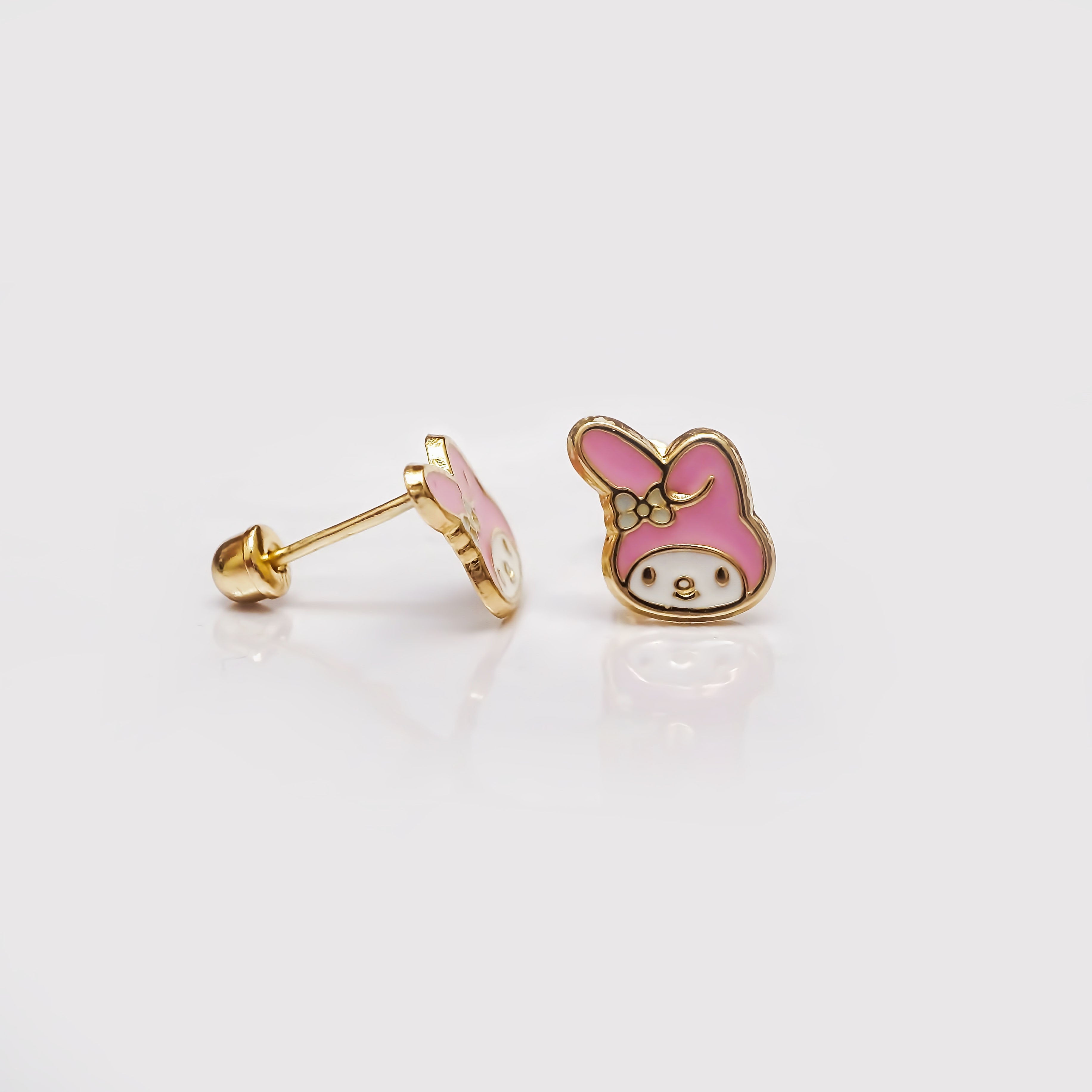 Amor Eterno - Broqueles My Melody Esmaltada / Aretes Oro 10k