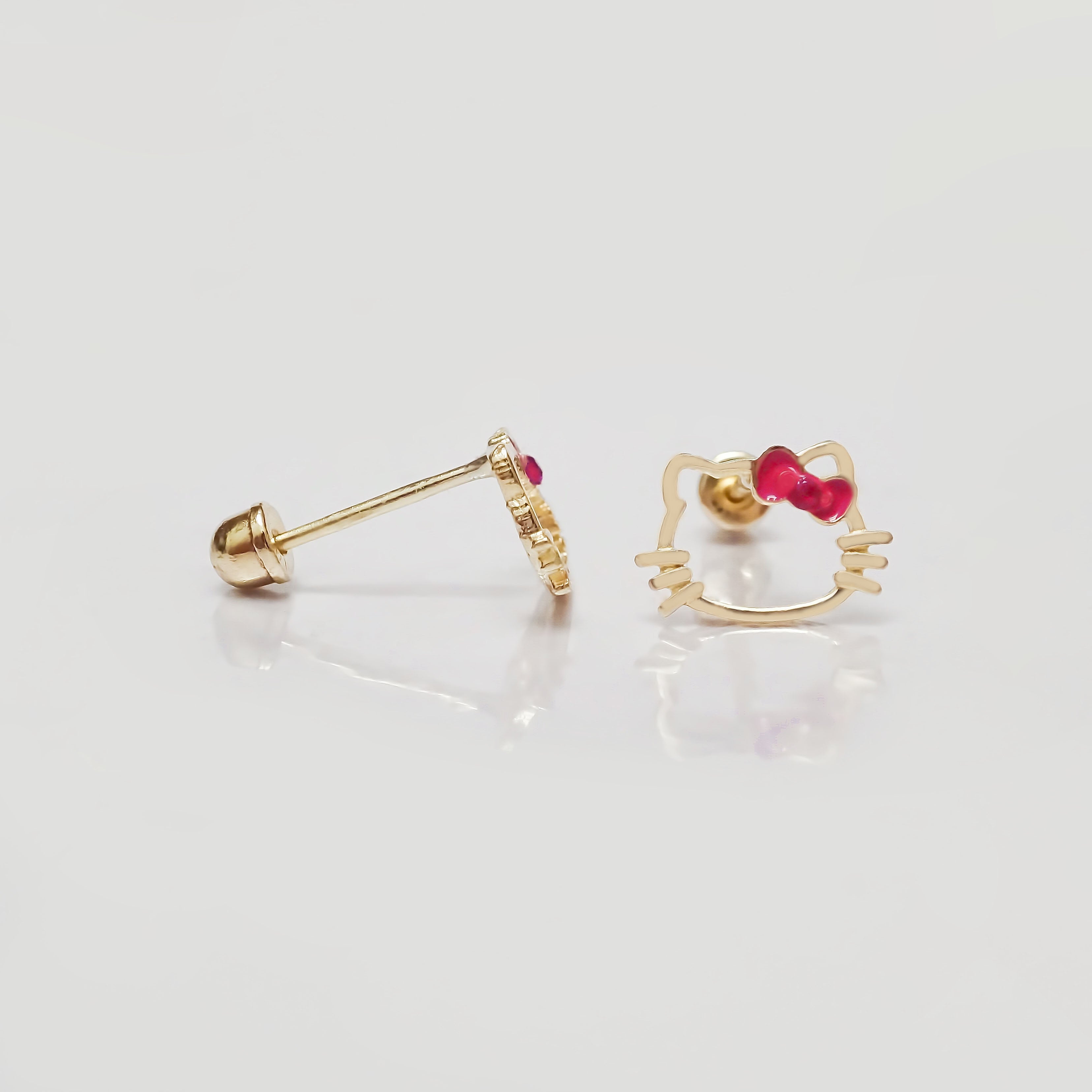 Amor Eterno - Broqueles Aretes / Kitty Silueta / Oro 10k