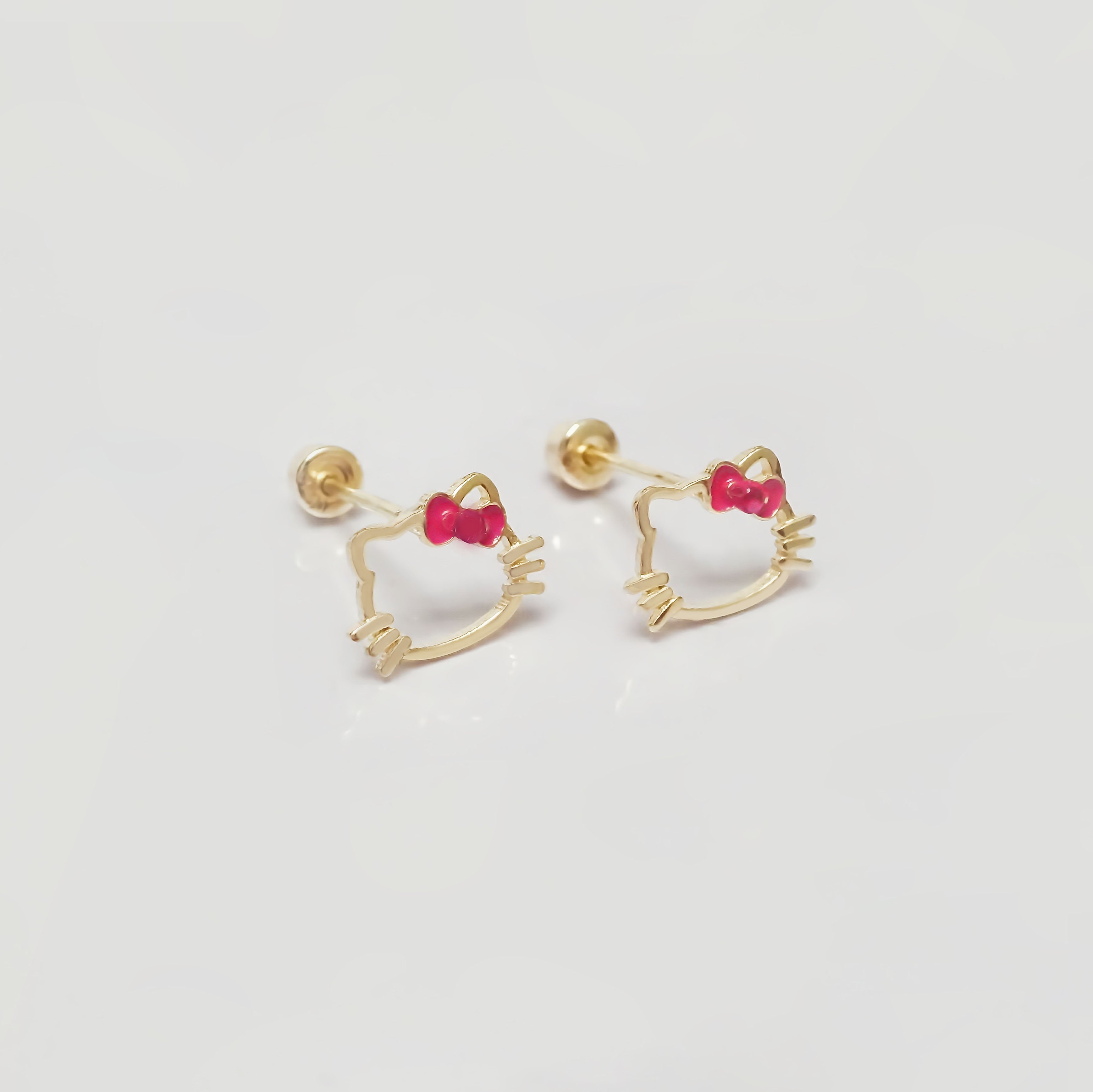 Amor Eterno - Broqueles Aretes / Kitty Silueta / Oro 10k