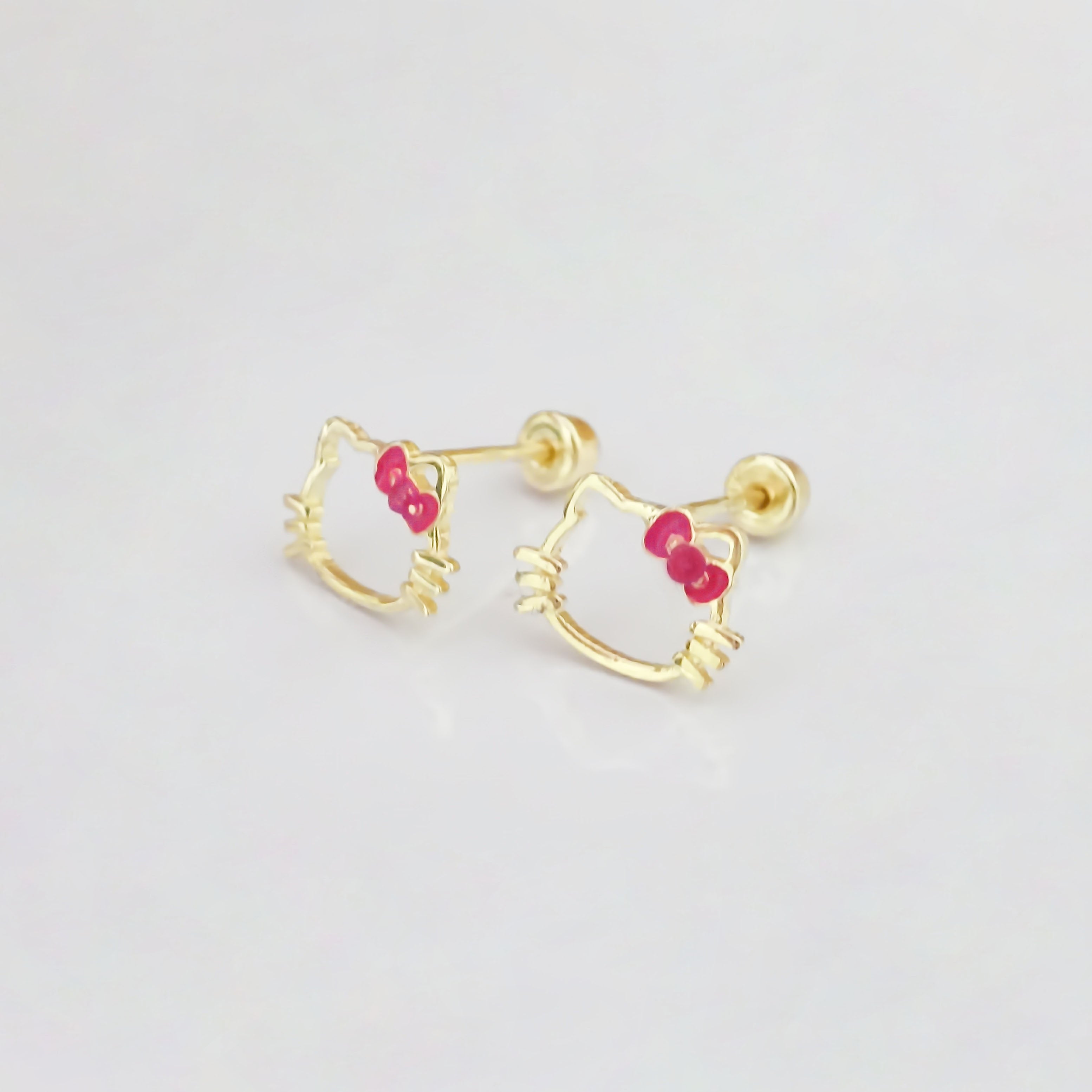 Amor Eterno - Broqueles Aretes / Kitty Silueta / Oro 10k