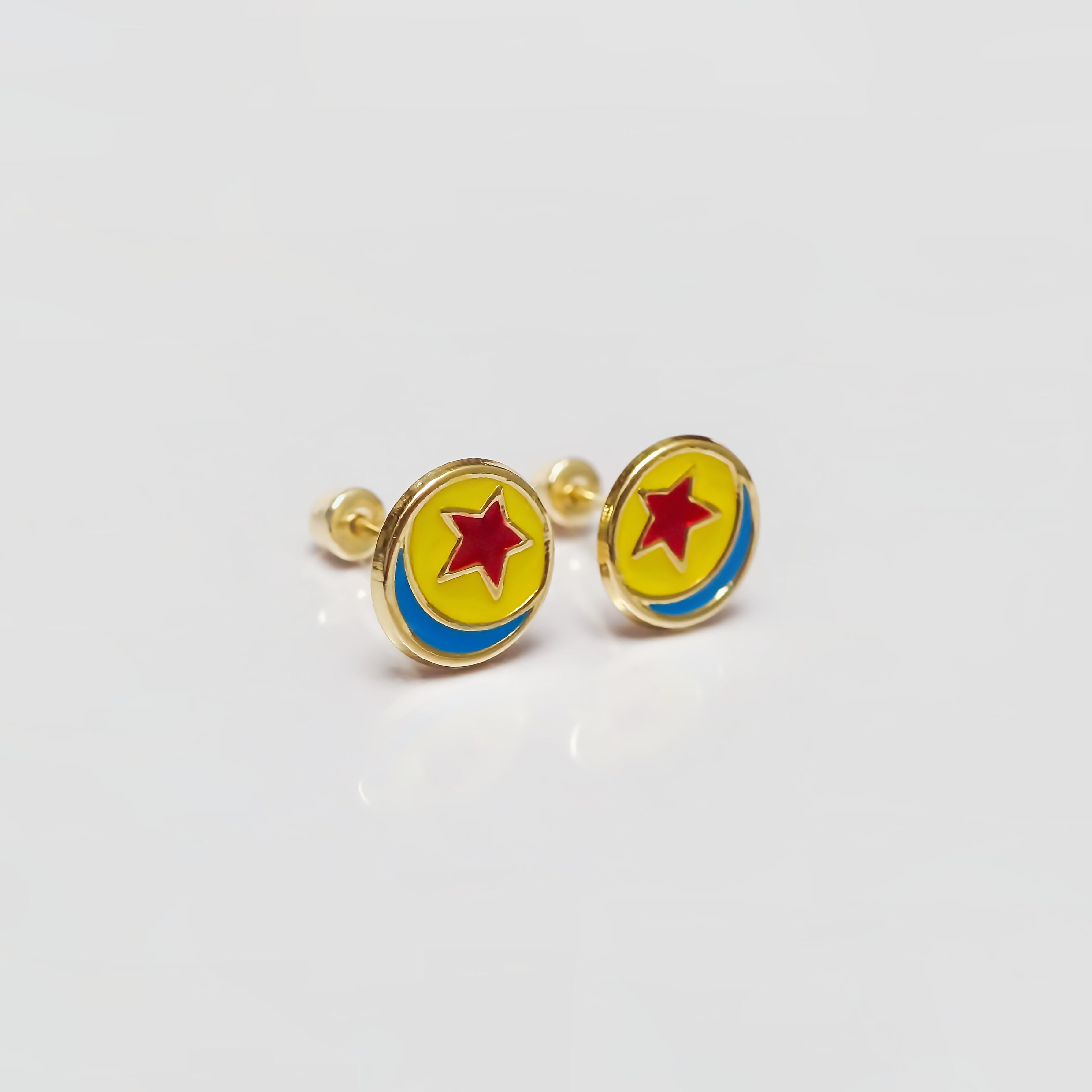 Amor Eterno - Broqueles Pelota Pixar / Aretes Oro 10k