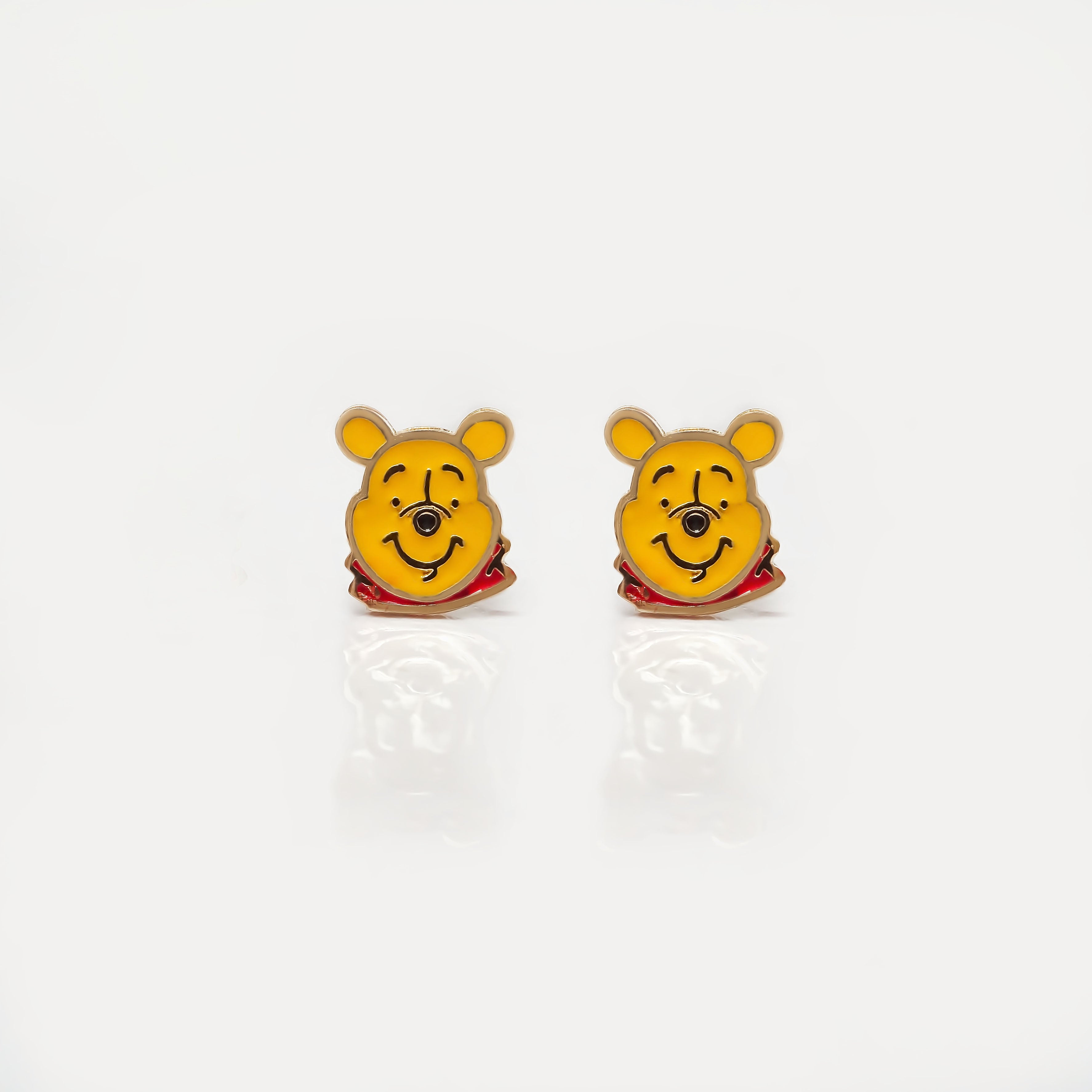 Amor Eterno - Broqueles Winnie Pooh / Aretes Oro 10k