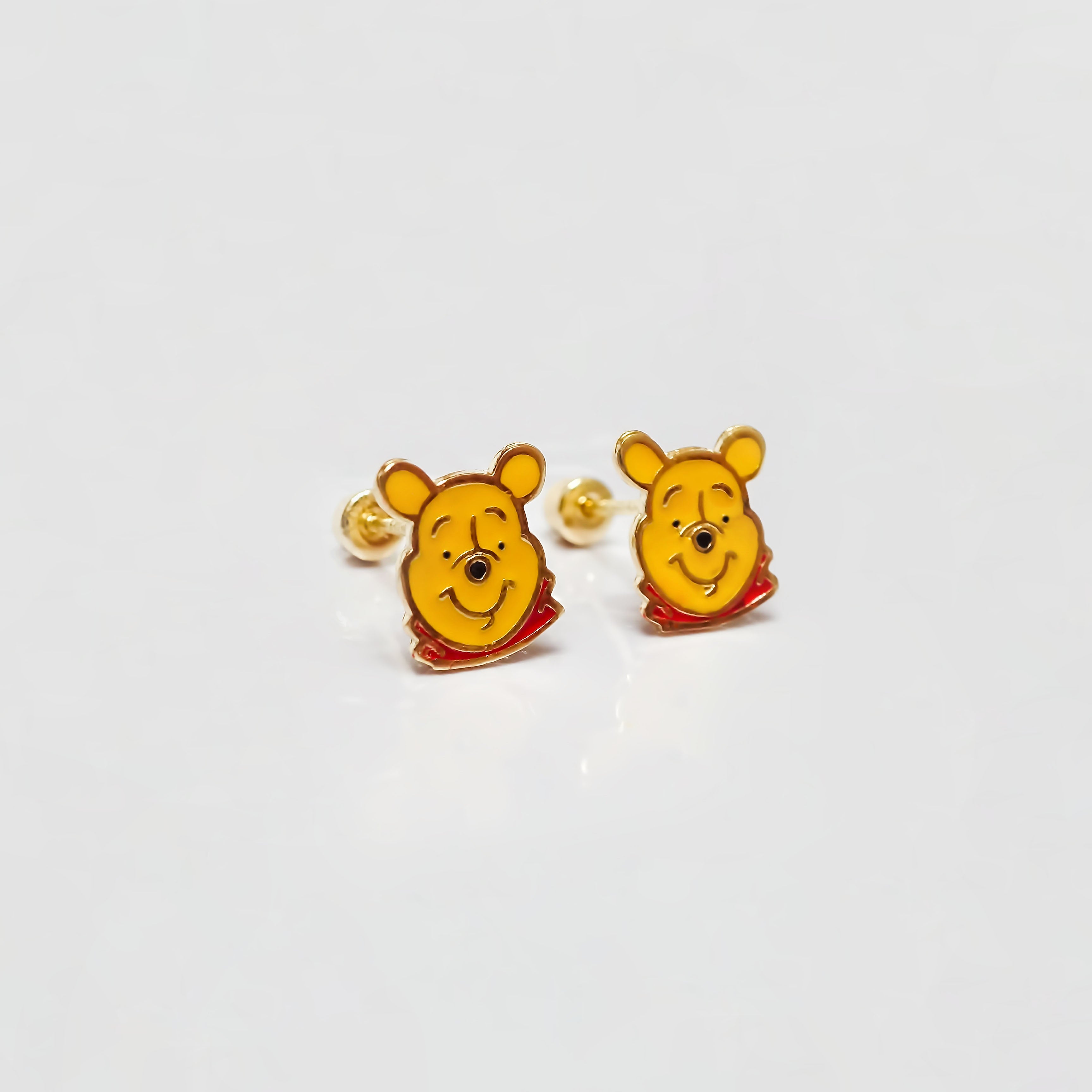 Amor Eterno - Broqueles Winnie Pooh / Aretes Oro 10k