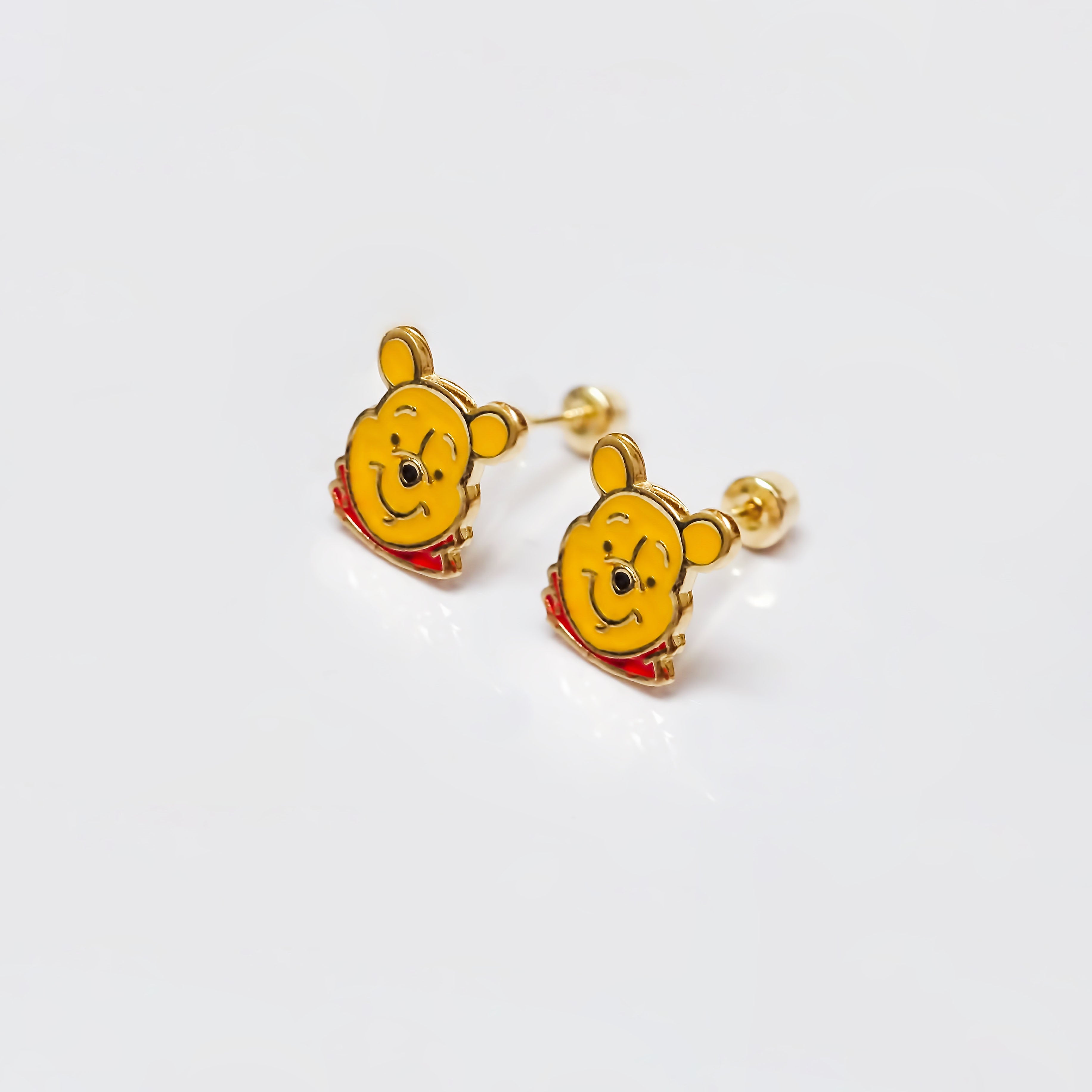Amor Eterno - Broqueles Winnie Pooh / Aretes Oro 10k
