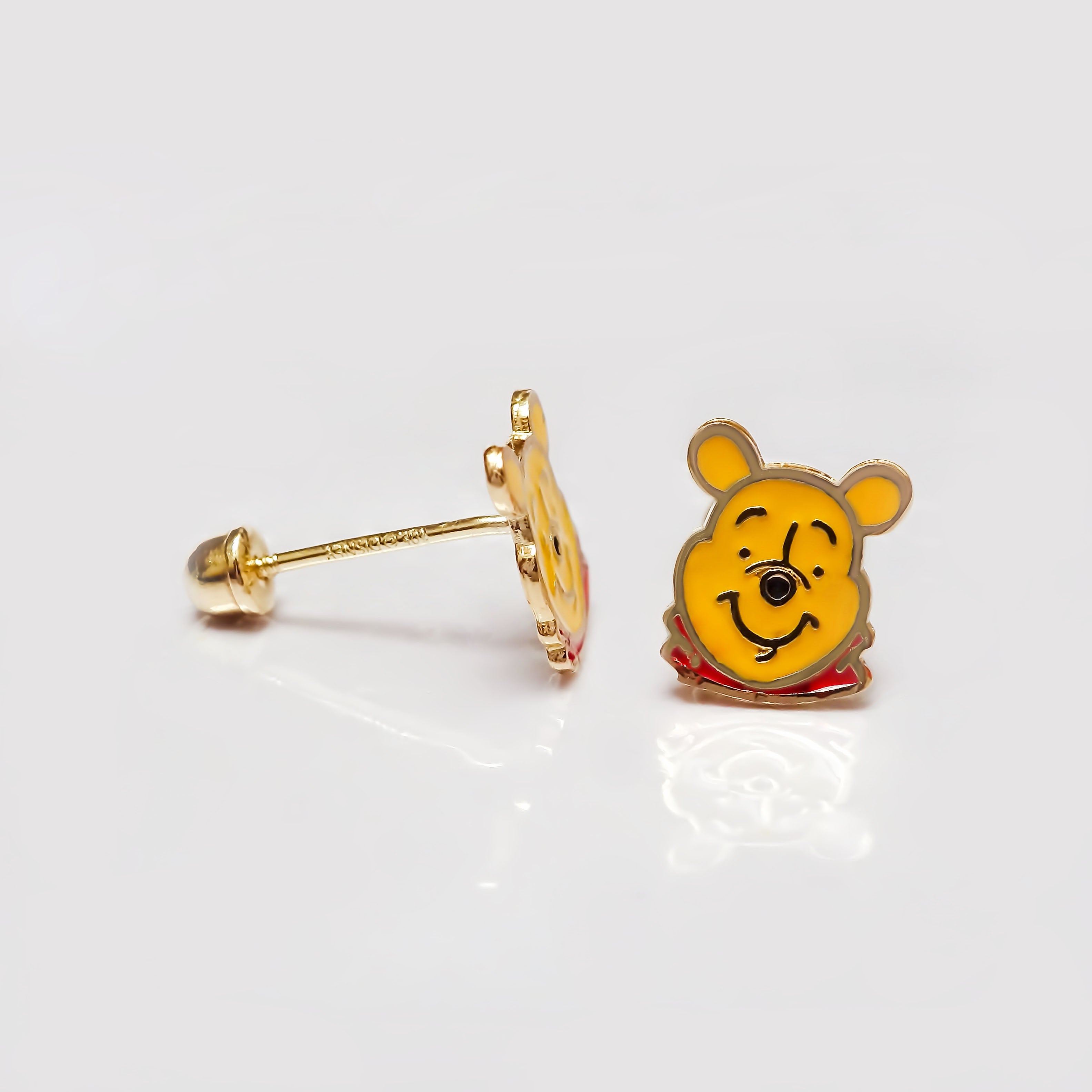 Amor Eterno - Broqueles Winnie Pooh / Aretes Oro 10k