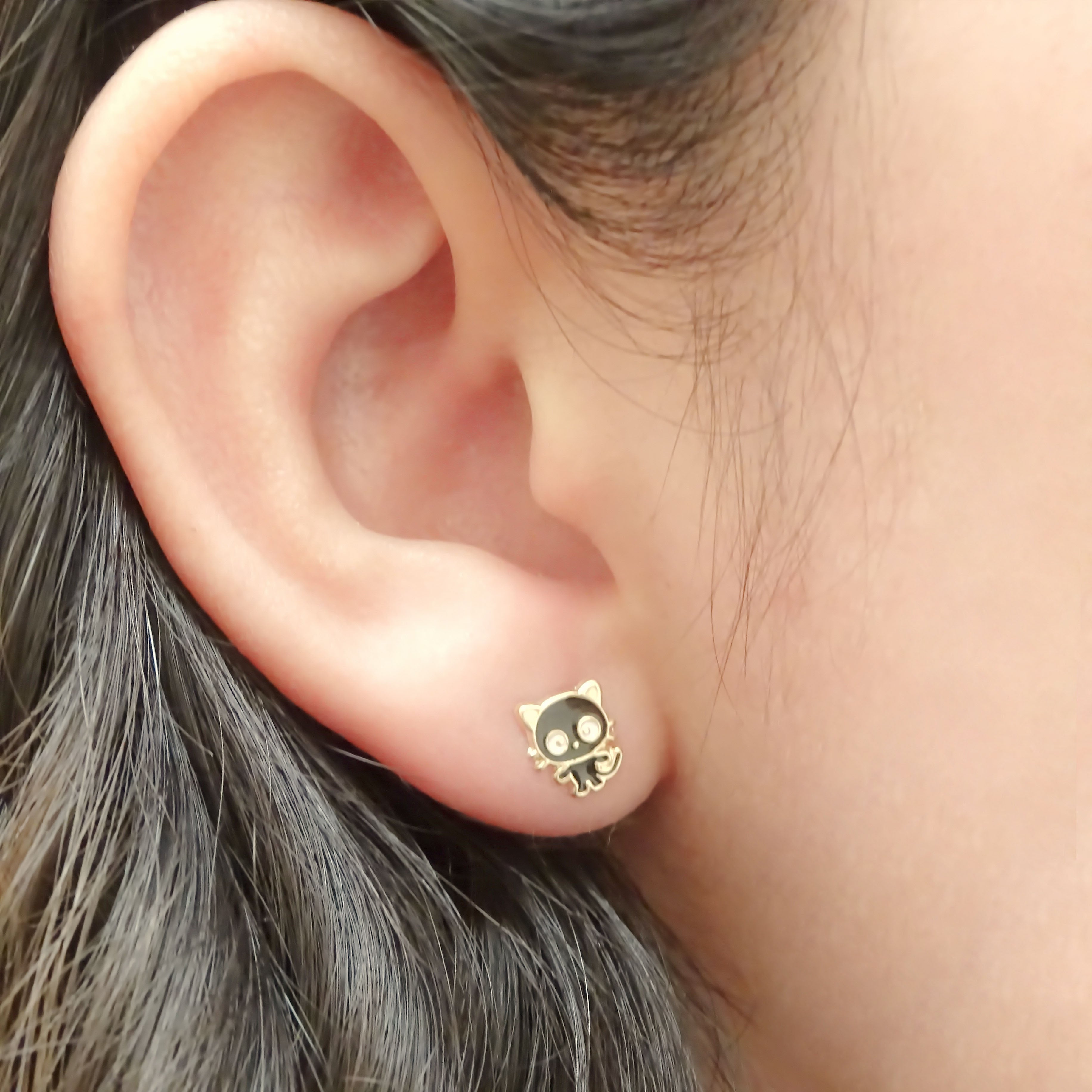 Amor Eterno - Broqueles Chococat / Aretes Oro 10k