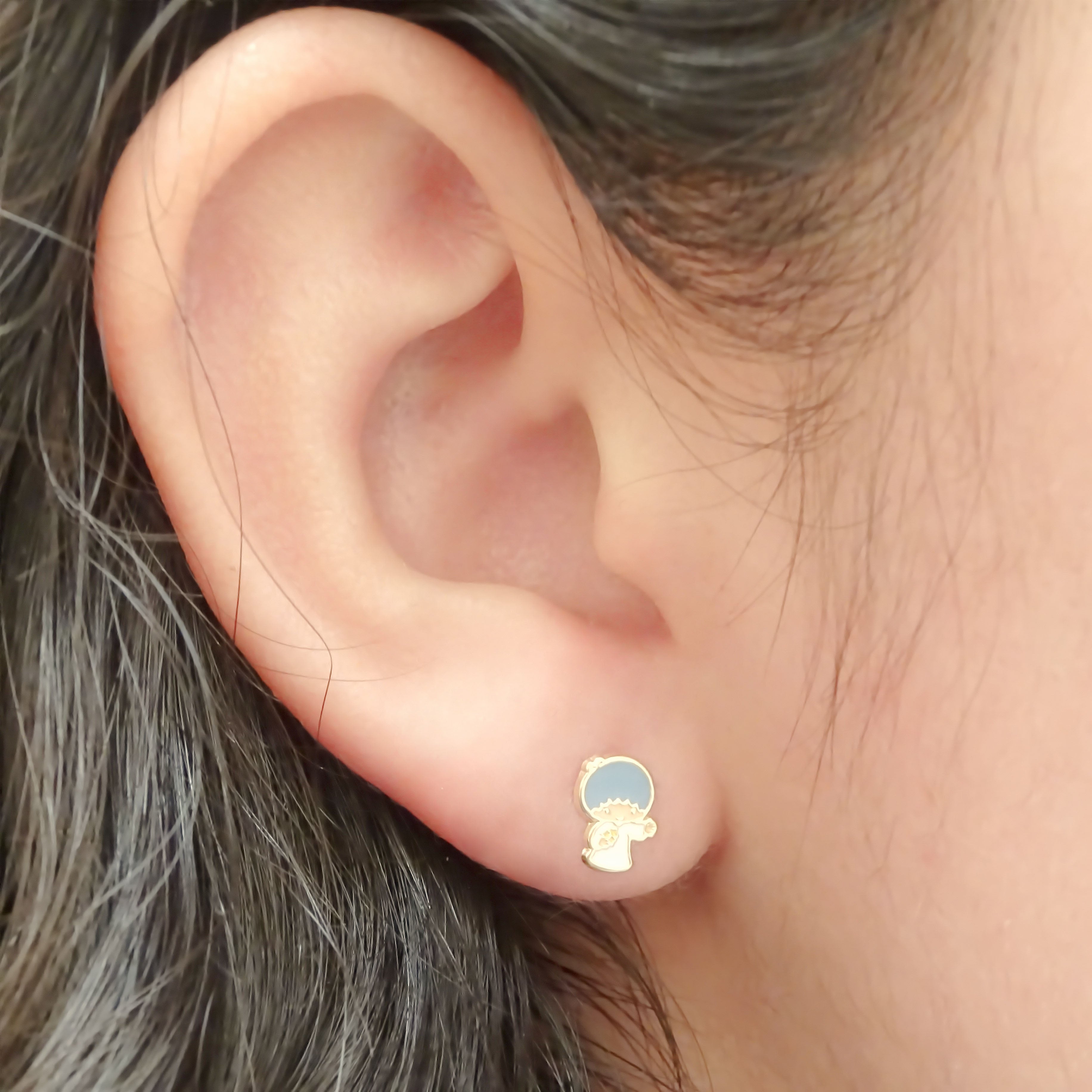 Amor Eterno - Broqueles Aretes / Little Twin Kitty / Oro 10k