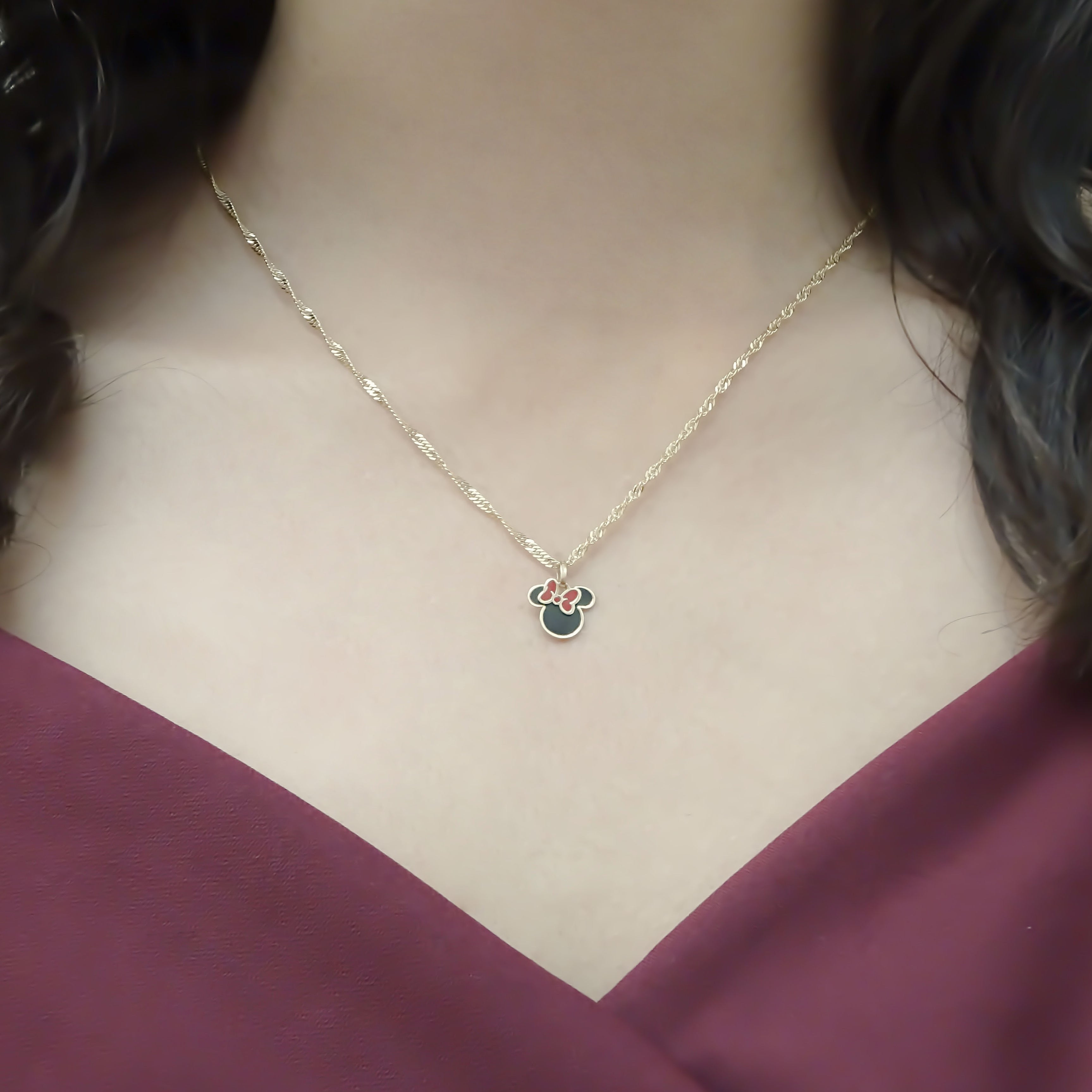 Amor Eterno - Dije Minnie Esmaltada / Oro Sólido 10k