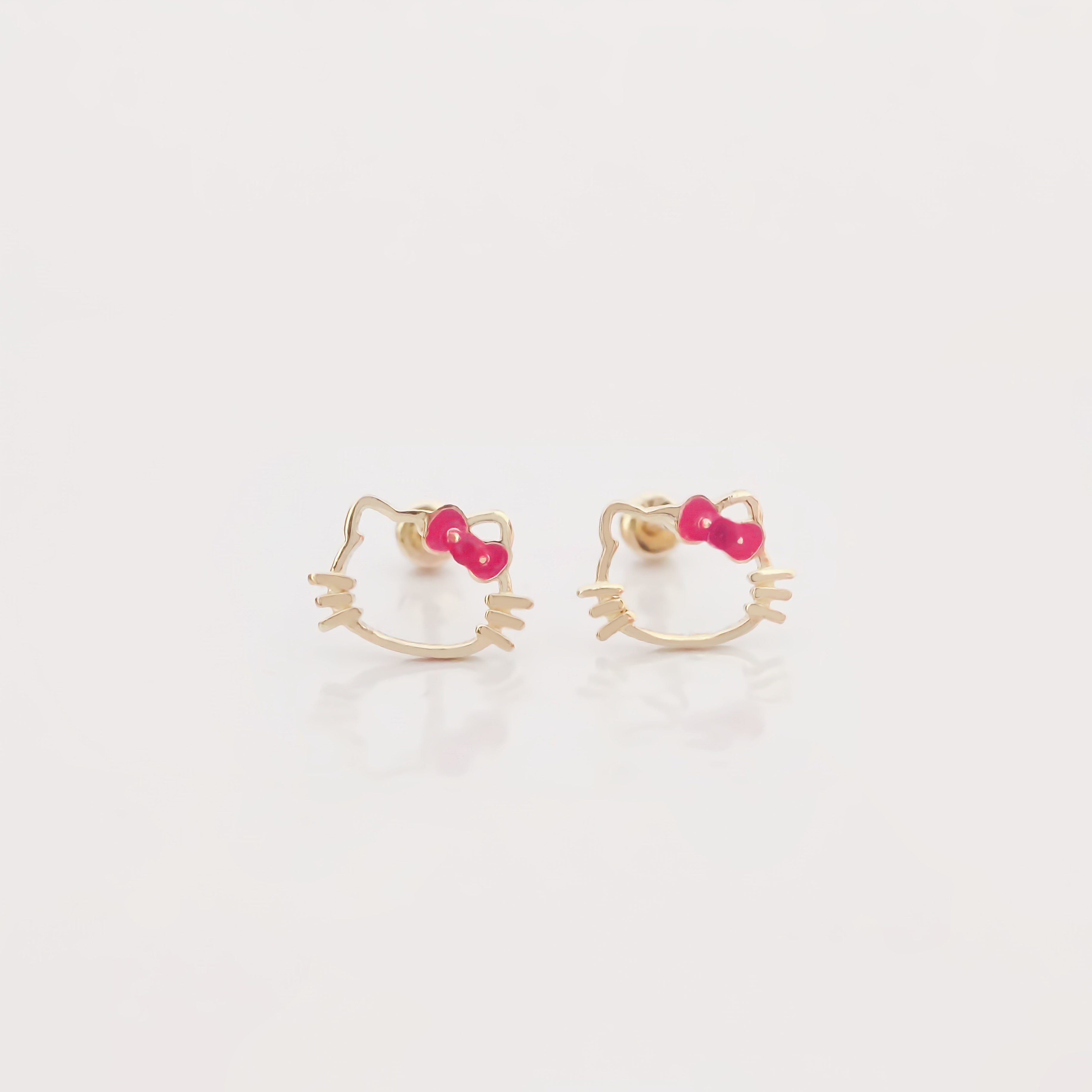 Amor Eterno - Broqueles Aretes / Kitty Silueta / Oro 10k