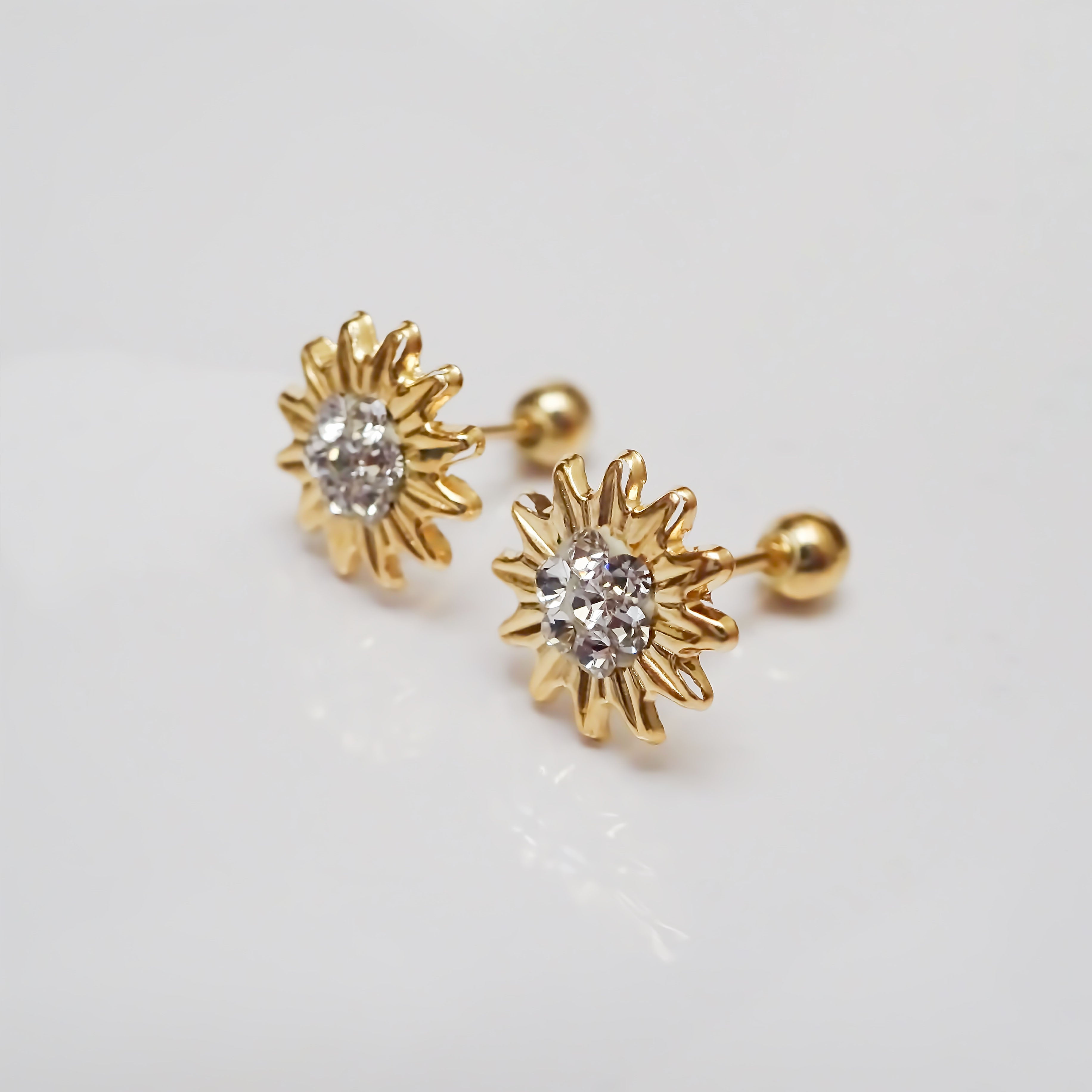 Amor Eterno - Broqueles Girasol Tapiz Oro 10k