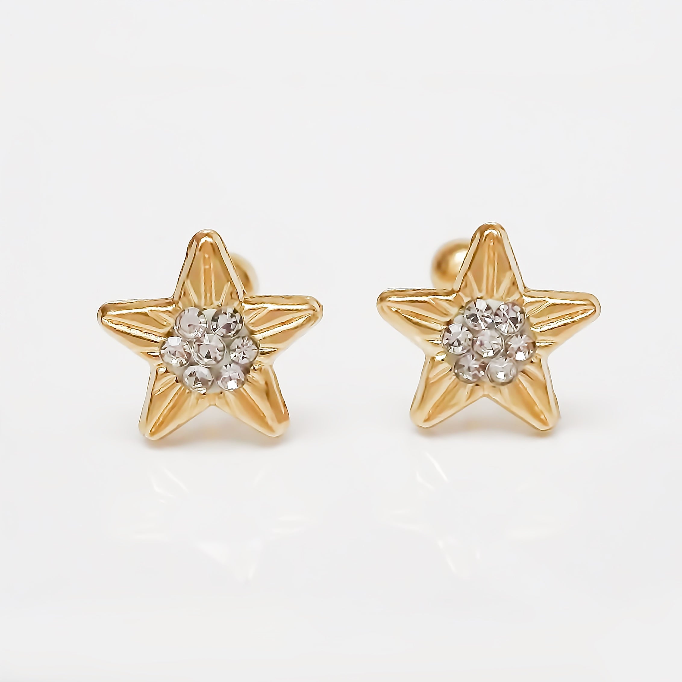 Amor Eterno - Broqueles Estrellita Brillante Oro 10k