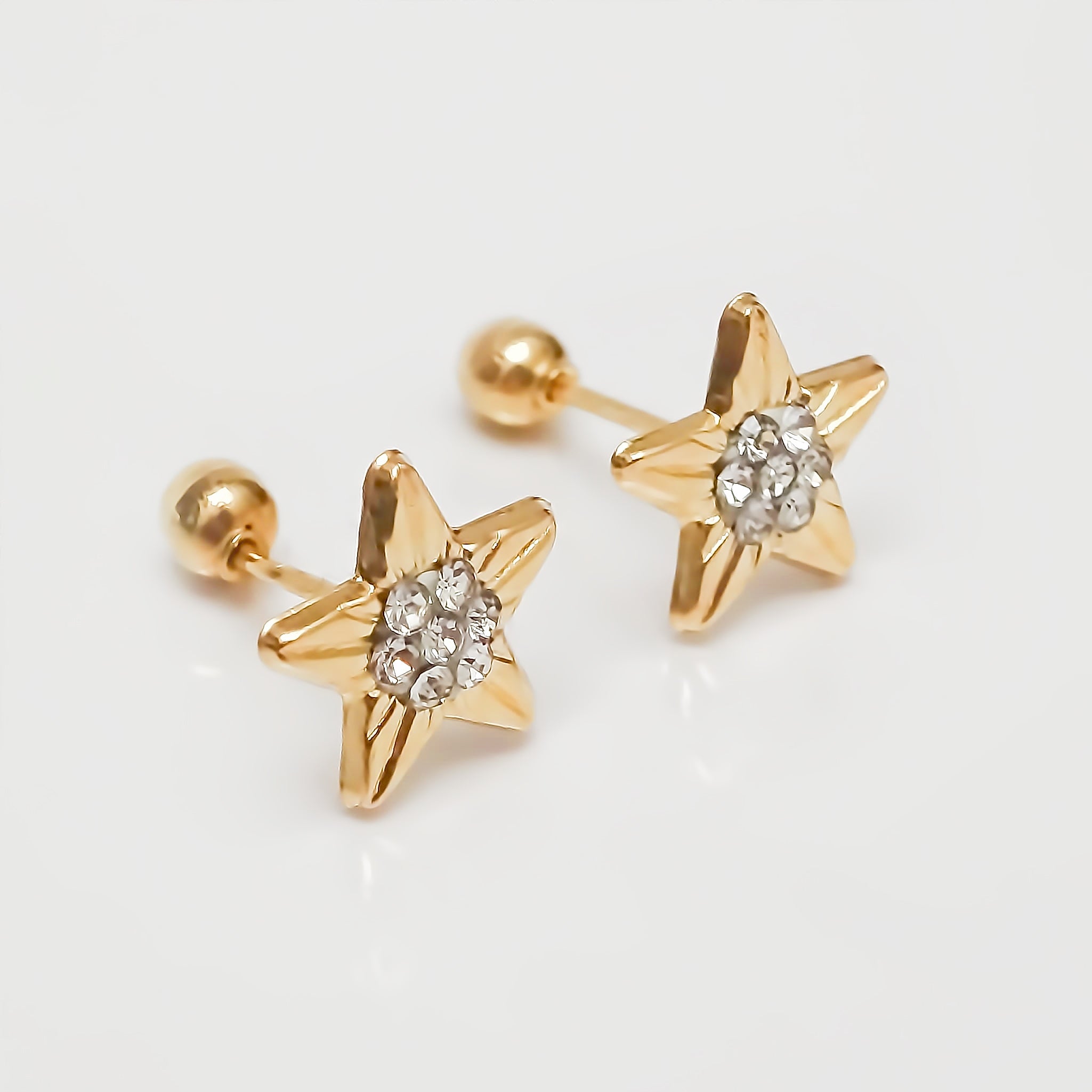 Amor Eterno - Broqueles Estrellita Brillante Oro 10k