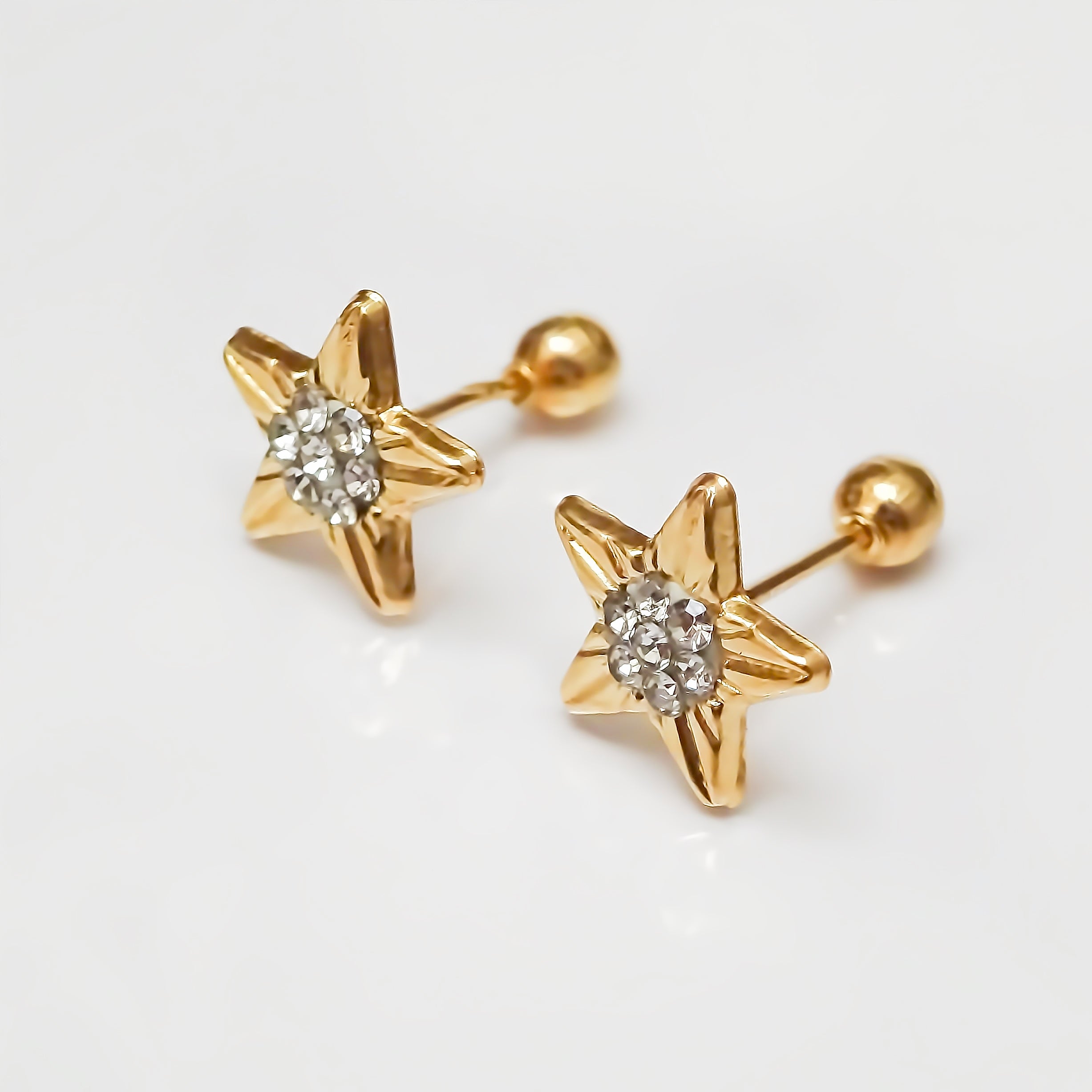 Amor Eterno - Broqueles Estrellita Brillante Oro 10k