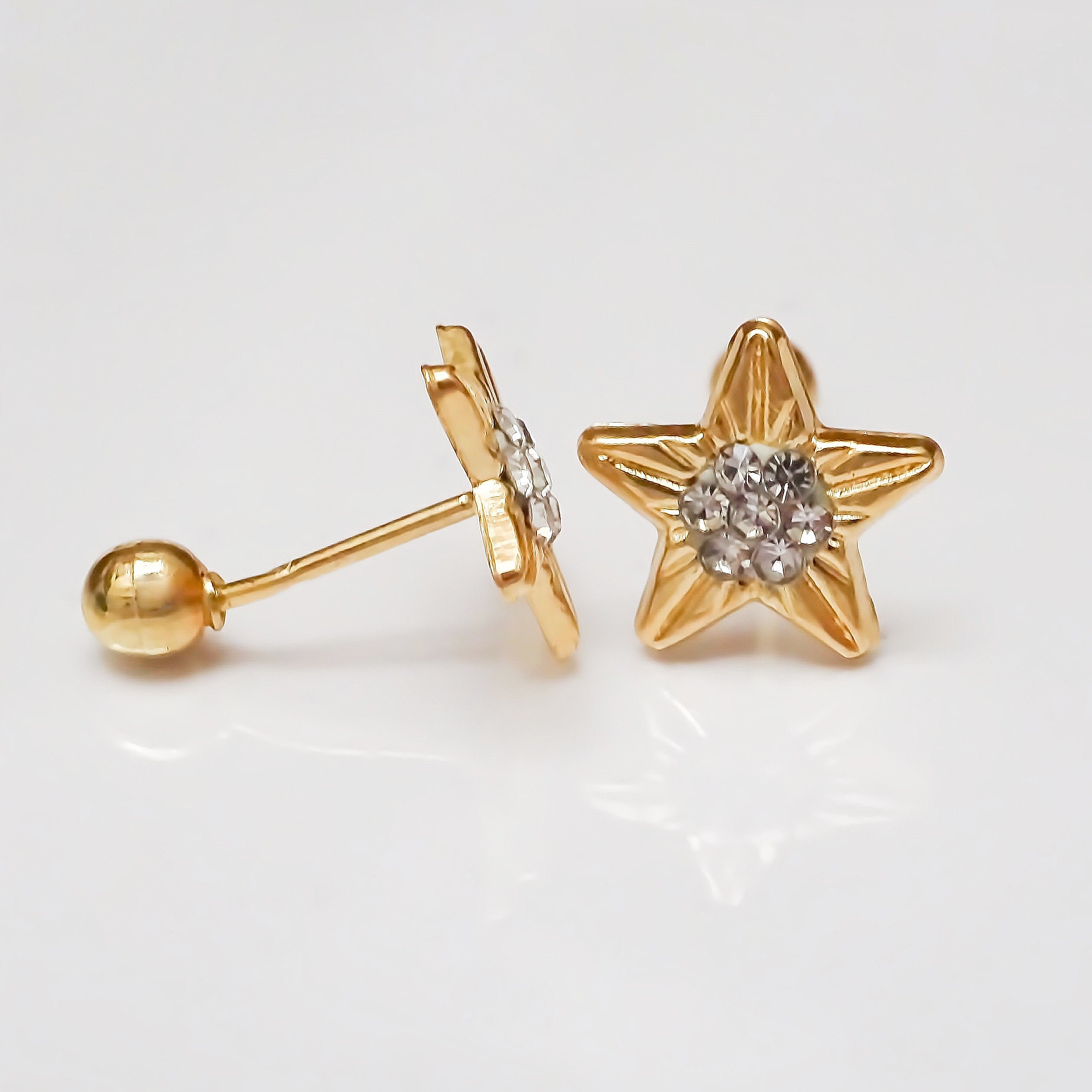 Amor Eterno - Broqueles Estrellita Brillante Oro 10k