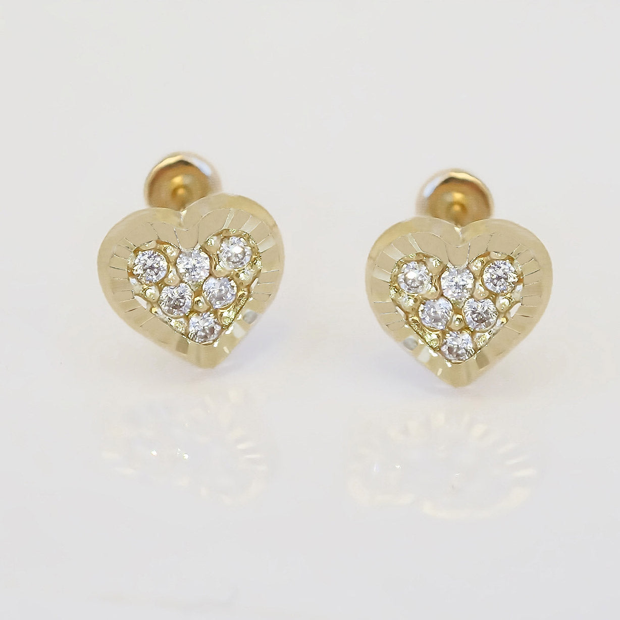 Amor Eterno - Broqueles Corazón / Aretes / Oro Sólido 10k