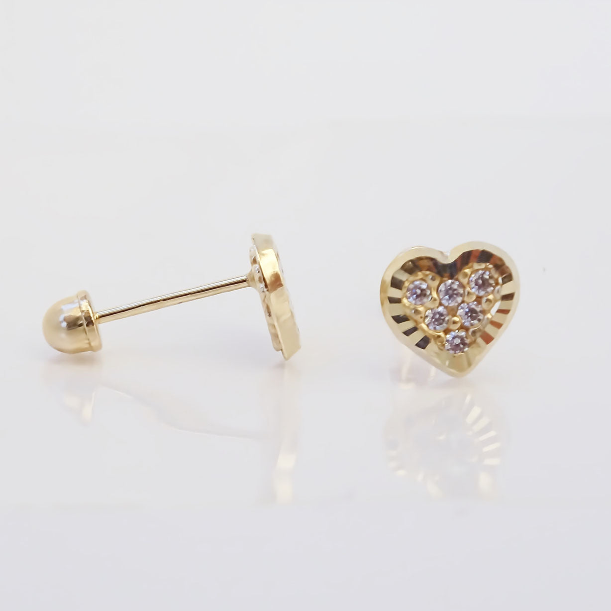 Amor Eterno - Broqueles Corazón / Aretes / Oro Sólido 10k