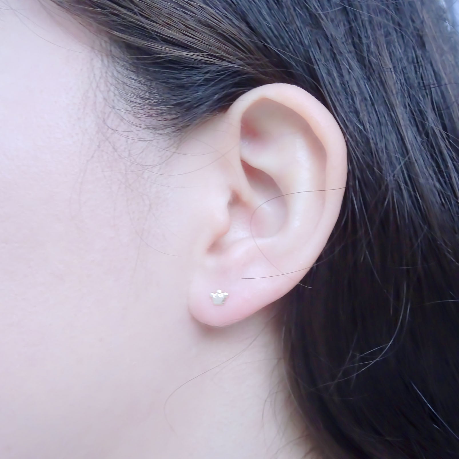 Amor Eterno - Broqueles Coronita Bebé / Aretes / Oro 10k