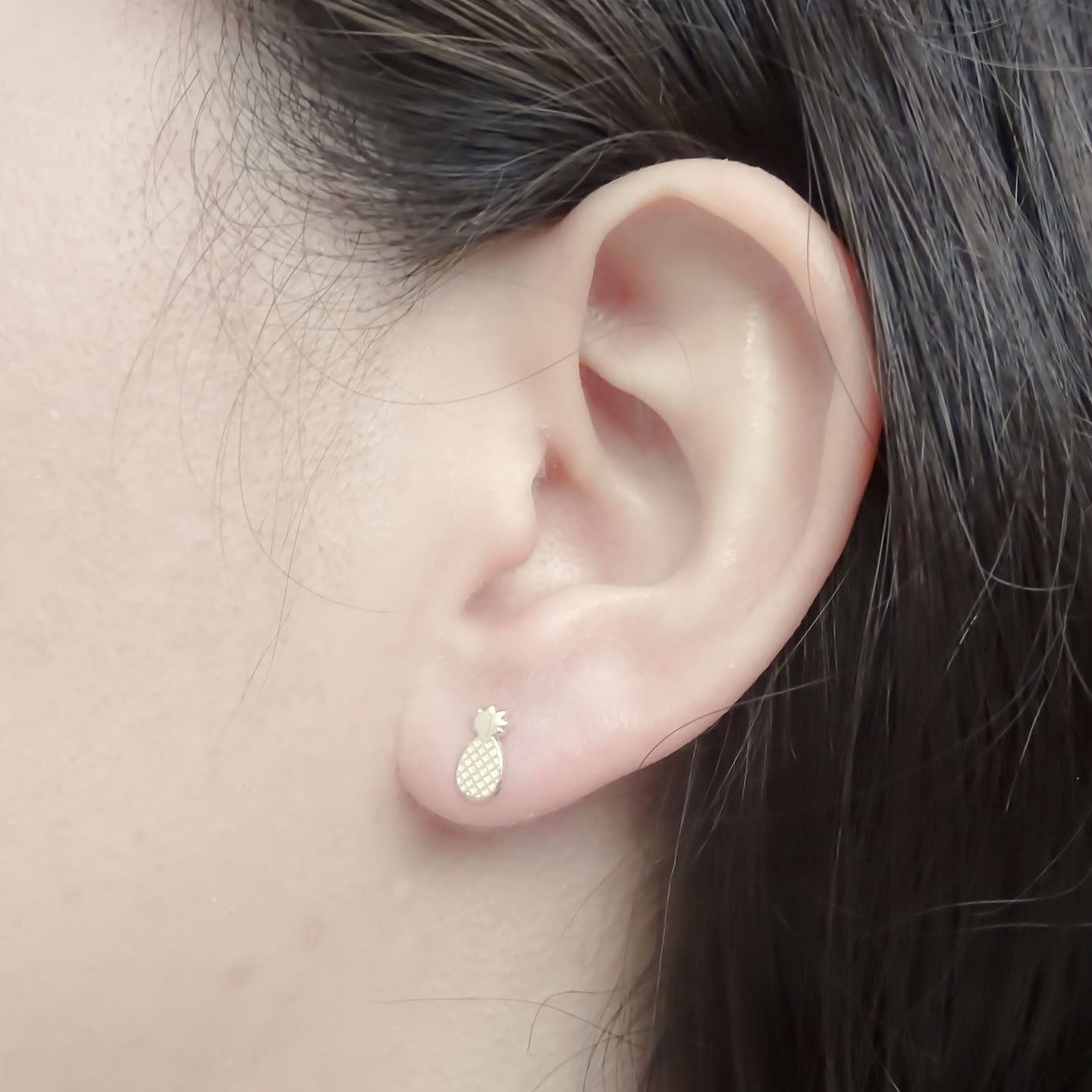 Amor Eterno - Broqueles Piña / Aretes / Oro 10k