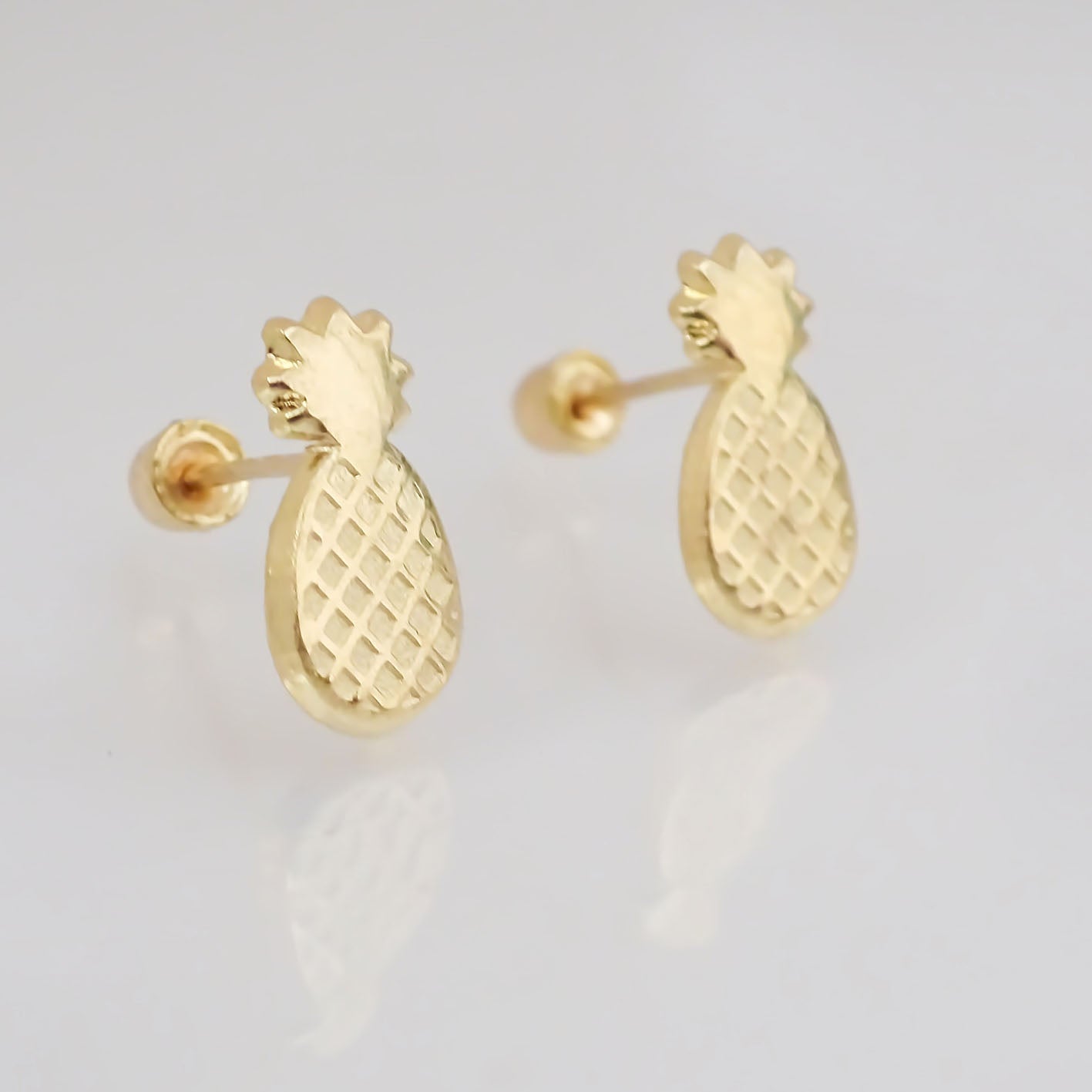 Amor Eterno - Broqueles Piña / Aretes / Oro 10k